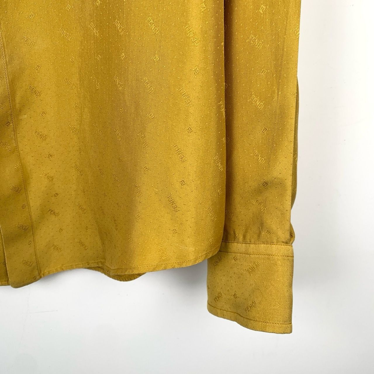 Fendi Fendi Yellow Silk Long-Sleeve Shirt with Logo Monogram (Size Size XS / US 0-2 / IT 36-38 - 6 Thumbnail