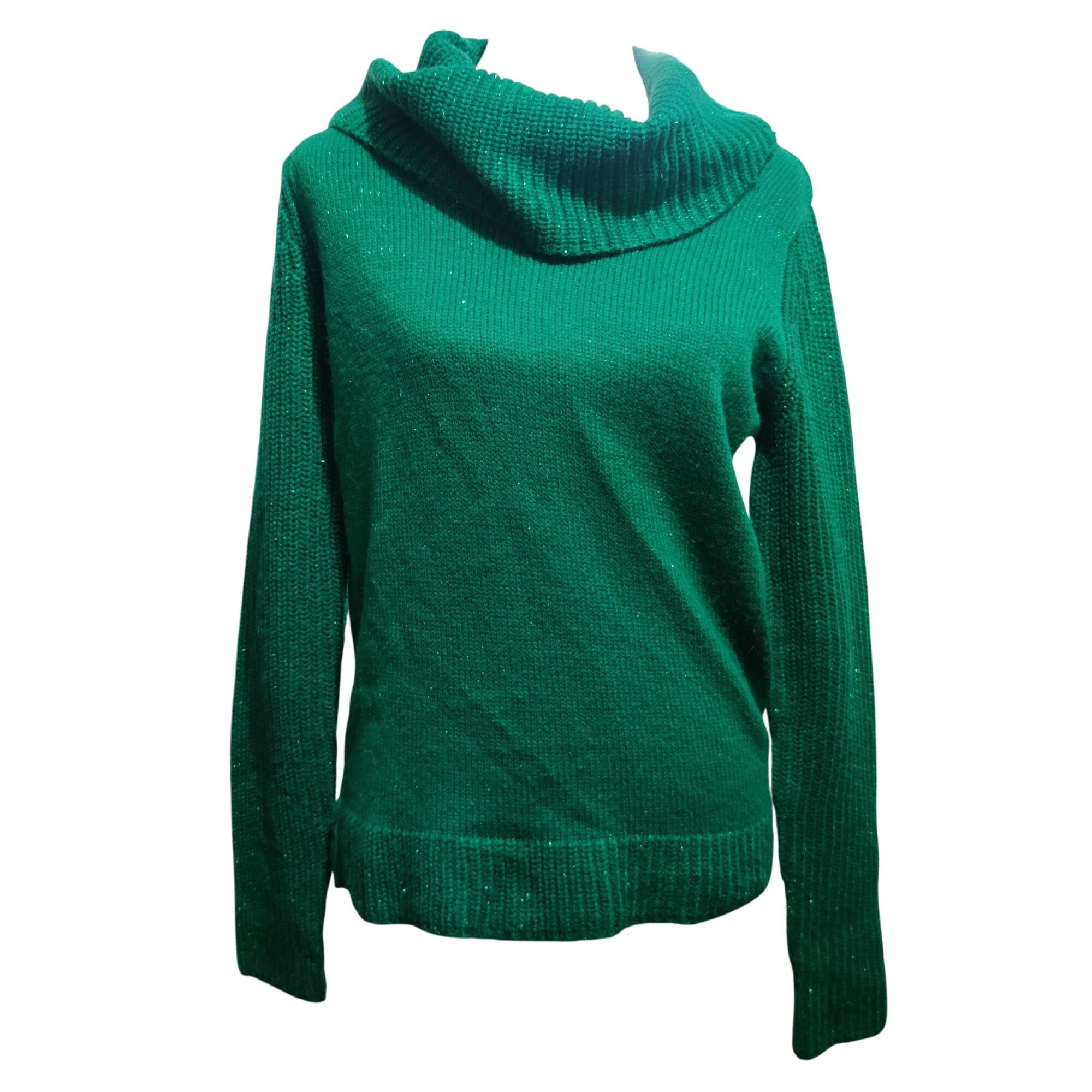 Faded Glory Faded Glory M Green Metallic Cowl Neck Sweater Ribbed Sleeve Size M / US 6-8 / IT 42-44 - 1 Thumbnail