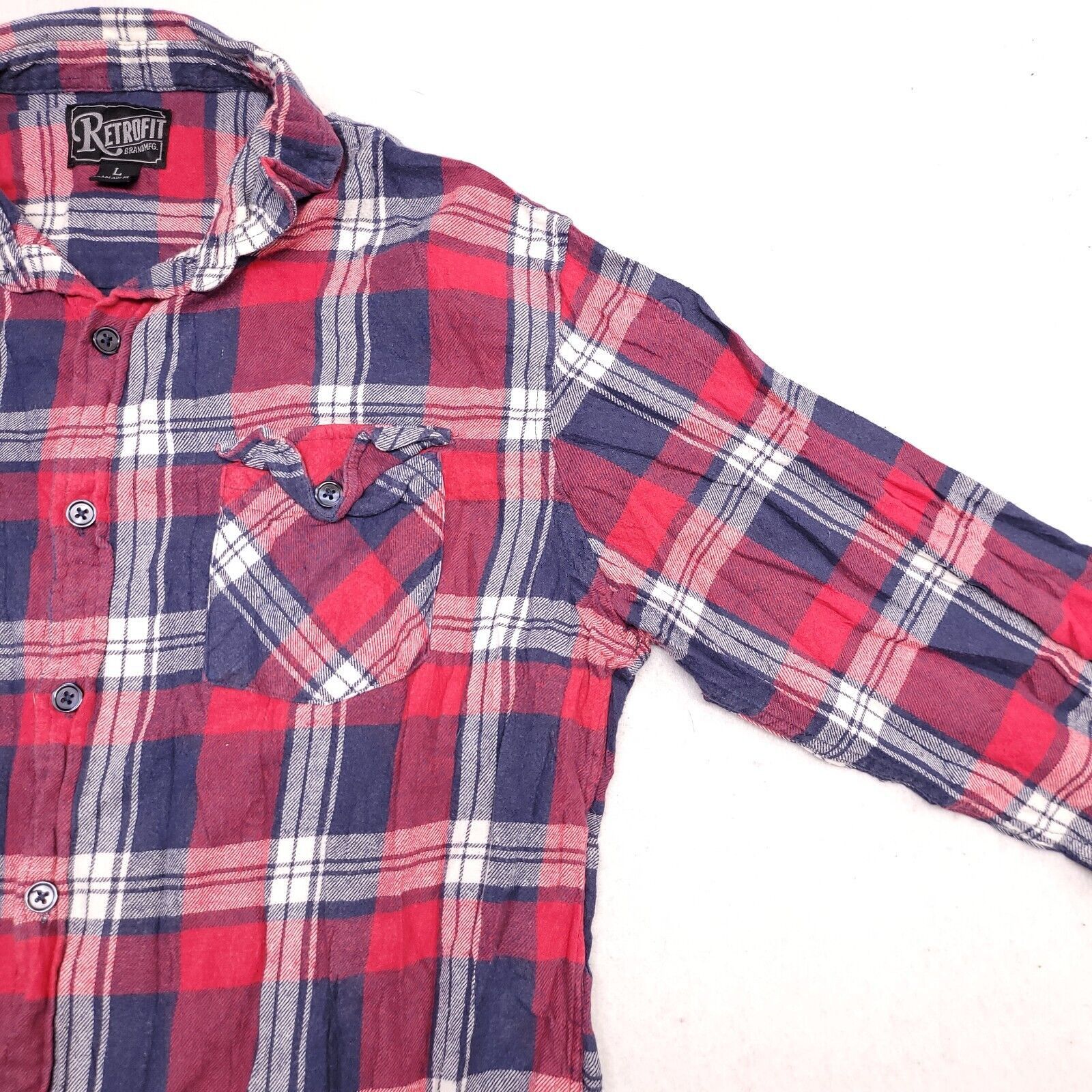Retrofit Retrofit Madras Flannel Shirt Mens Size Large L Red Blue Size US L / EU 52-54 / 3 - 5 Thumbnail
