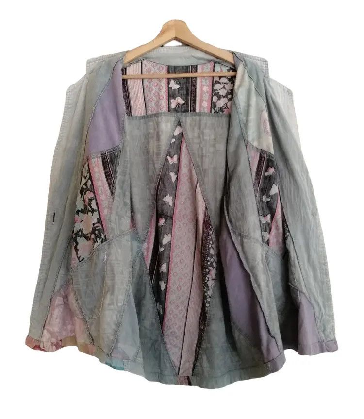Japanese Brand VTG Bohemian Patchwork Linen Blend Oversized Blazer Jacket Size XL / US 12-14 / IT 48-50 - 9 Thumbnail
