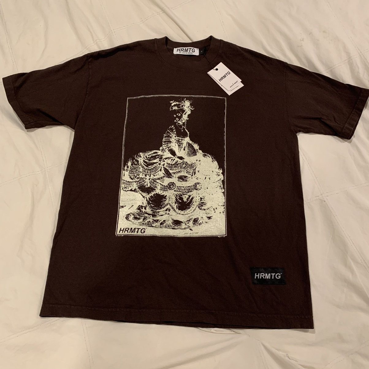image of Deadstock Brown Hrmtg X Jack B Wiese Portrait Shirt Large, Men's