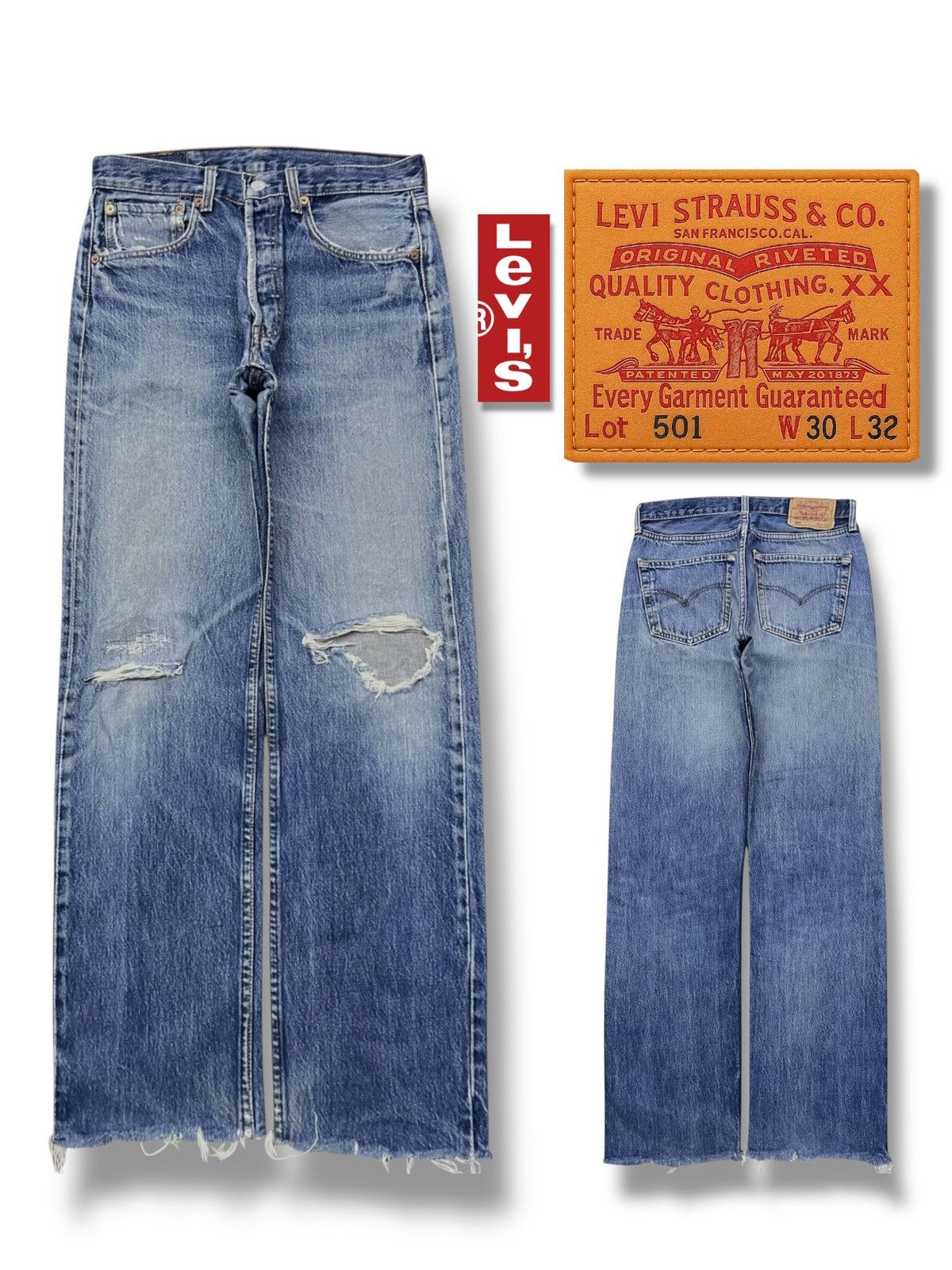 Levi's Vintage 90s Levi’s 501 - Faded, Ripped & Distressed Denim Size US 30 / EU 46 - 1 Thumbnail