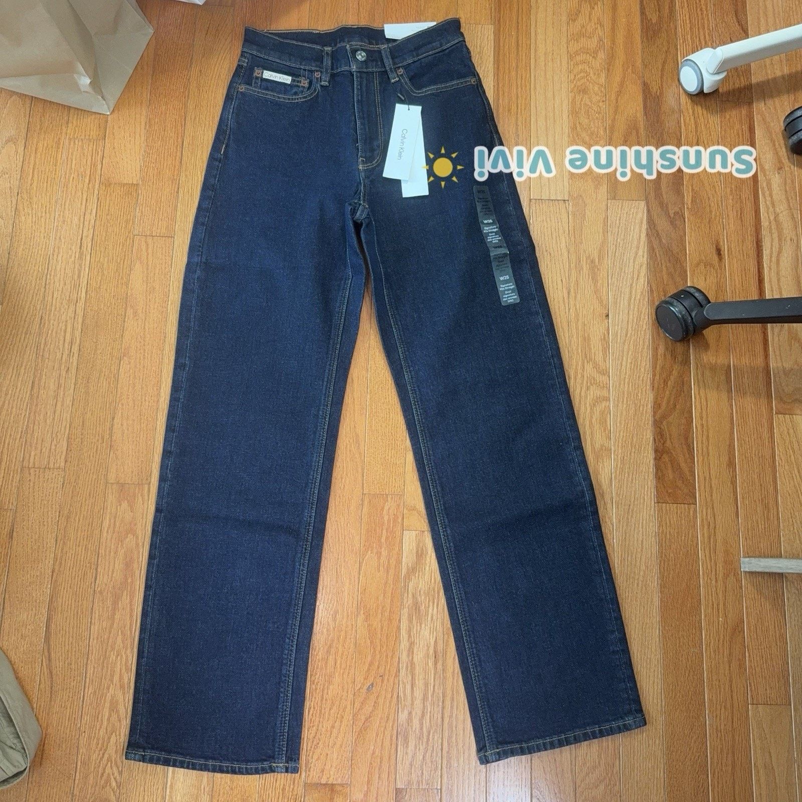 Calvin Klein NWT Calvin Klein Women Signature 90s Straight Jeans W25 Blue Size 25" / US 0 / IT 36 - 5 Thumbnail
