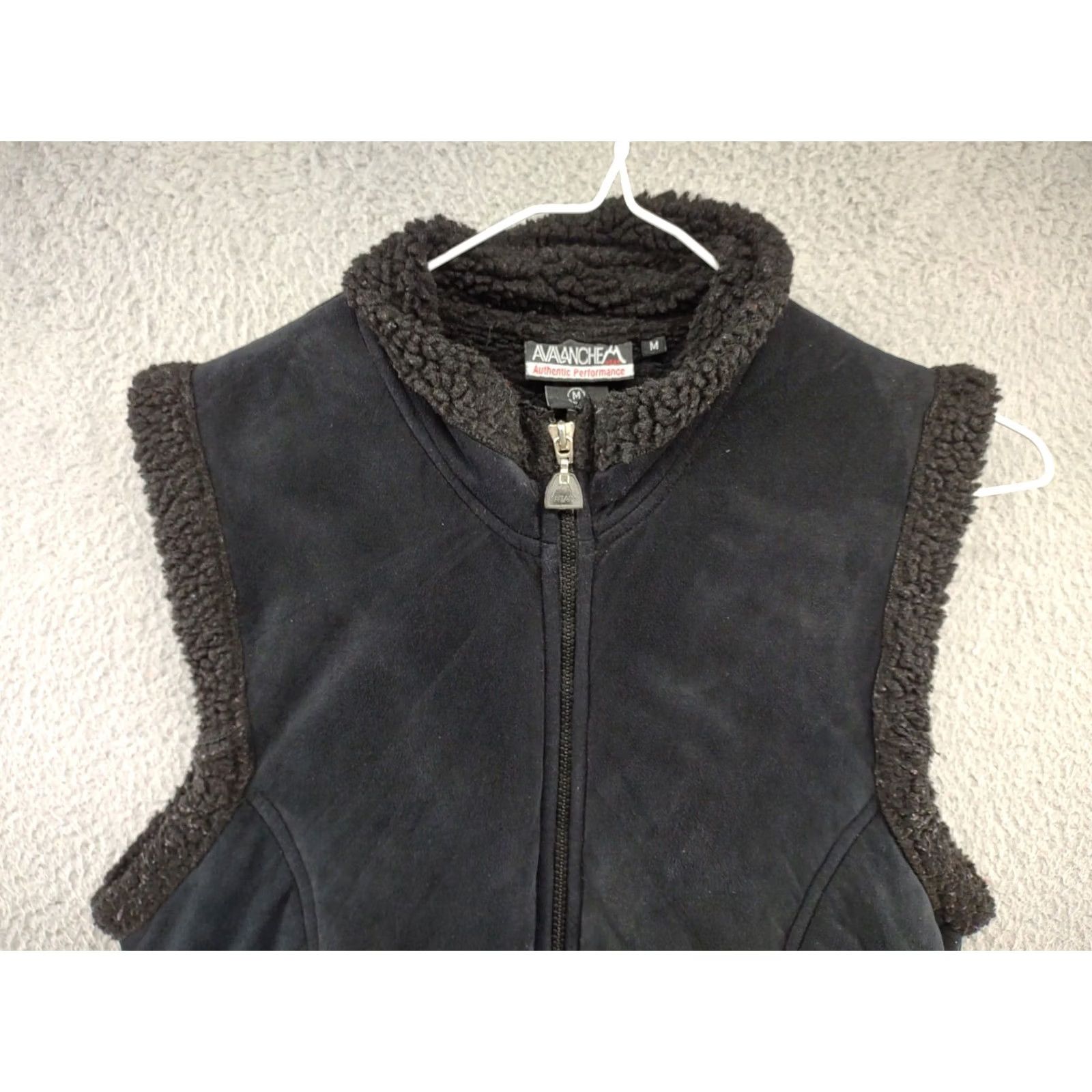 Avalanche Avalanche Womens Sherpa Lined Zip Up Suede Vest - M - Black Size M / US 6-8 / IT 42-44 - 3 Thumbnail