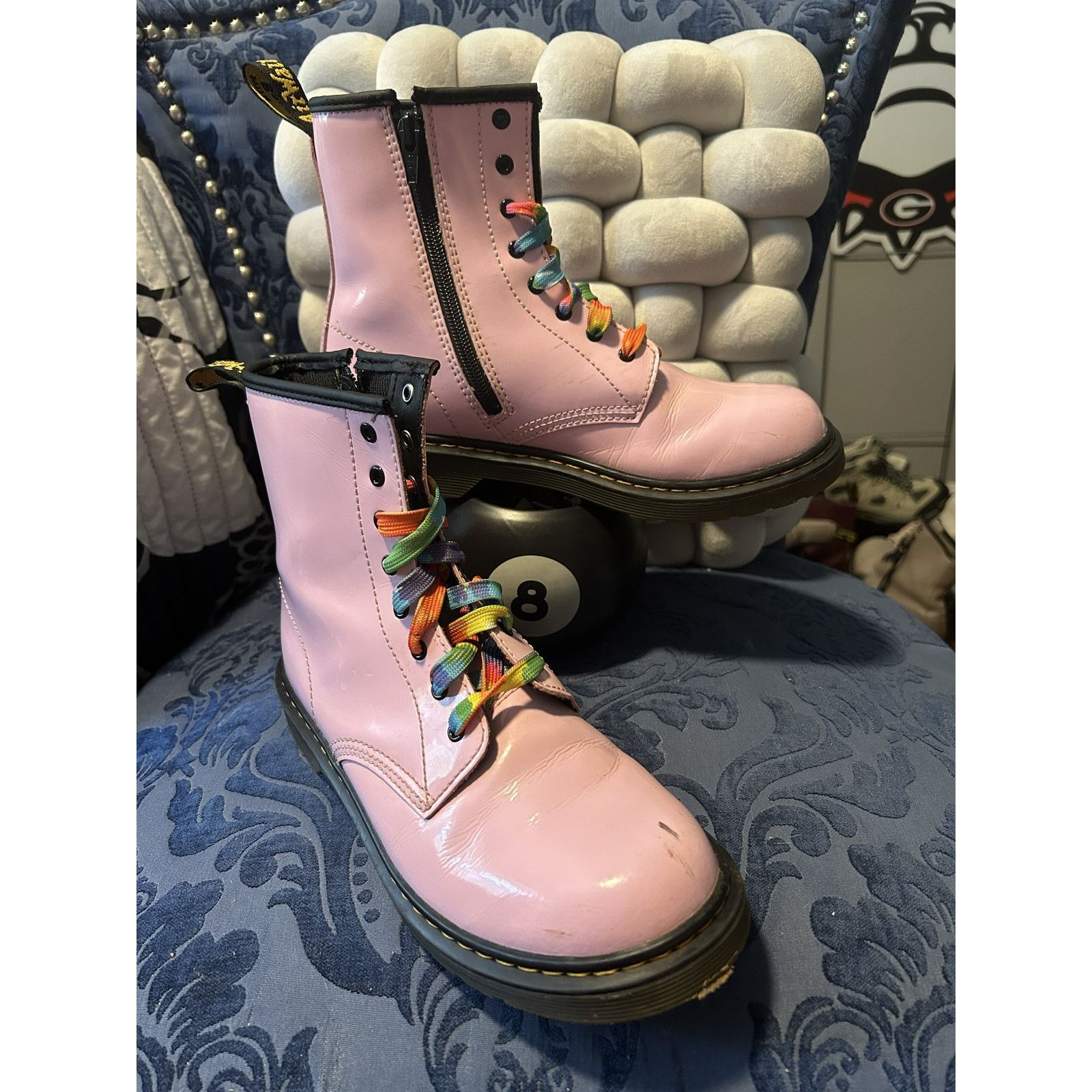 Dr. Martens Dr Martens Pink Patent Leather Rainbow Laces size 7/EU 38 Size US 7 / IT 37 - 1 Thumbnail