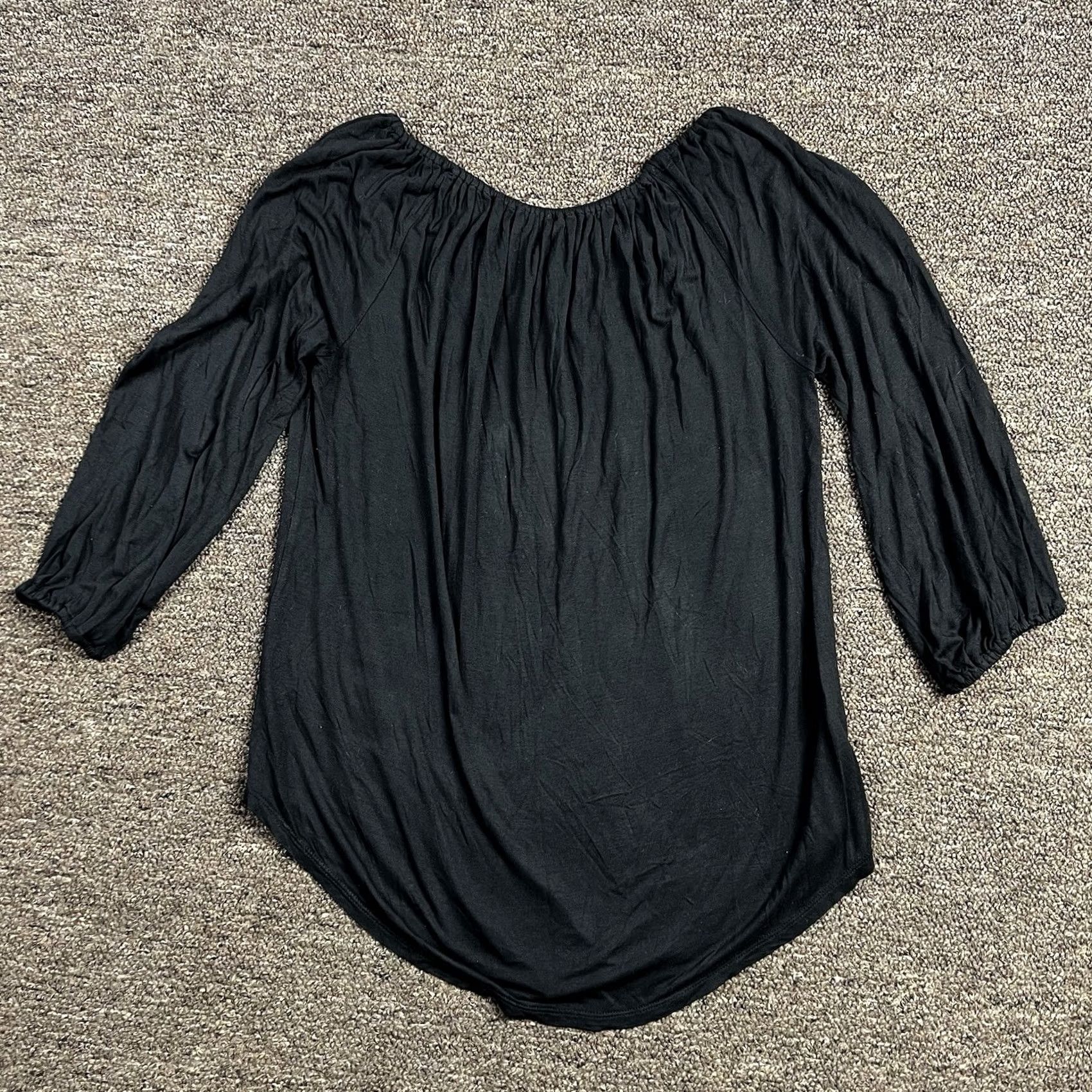 Loft Ann Taylor Loft Off The Shoulder 3/4 Sleeve Shirt Small Black Stretch LOFT Ladies Size S / US 4 / IT 40 - 3 Thumbnail