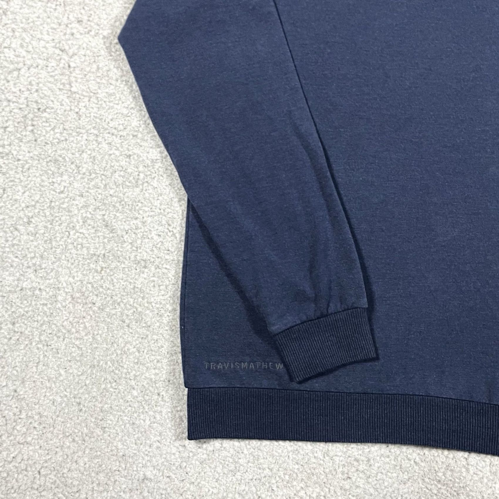 TravisMathew Travis Mathew Sweatshirt Mens XL Crewneck Golf Pullover Solid Blue Logo Embroidered Breathable Lightweight All Seasons Stretch Size US XL / EU 56 / 4 - 5 Thumbnail