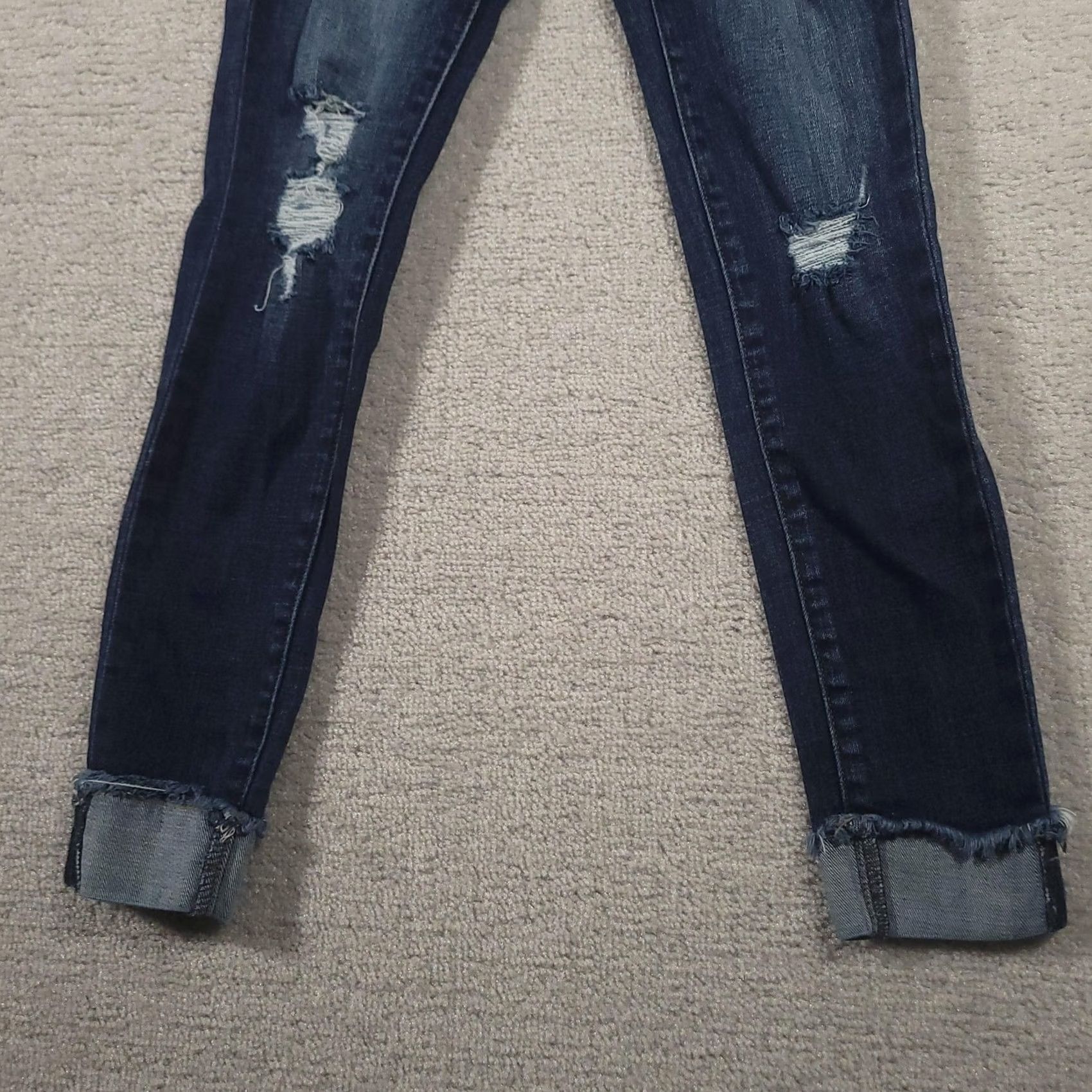 Vintage KUT from the Kloth Jeans Womens 24 Dark Wash Distressed Mid Rise Skinny Raw Hem Jeans Size 42" / US 20 - 4 Thumbnail