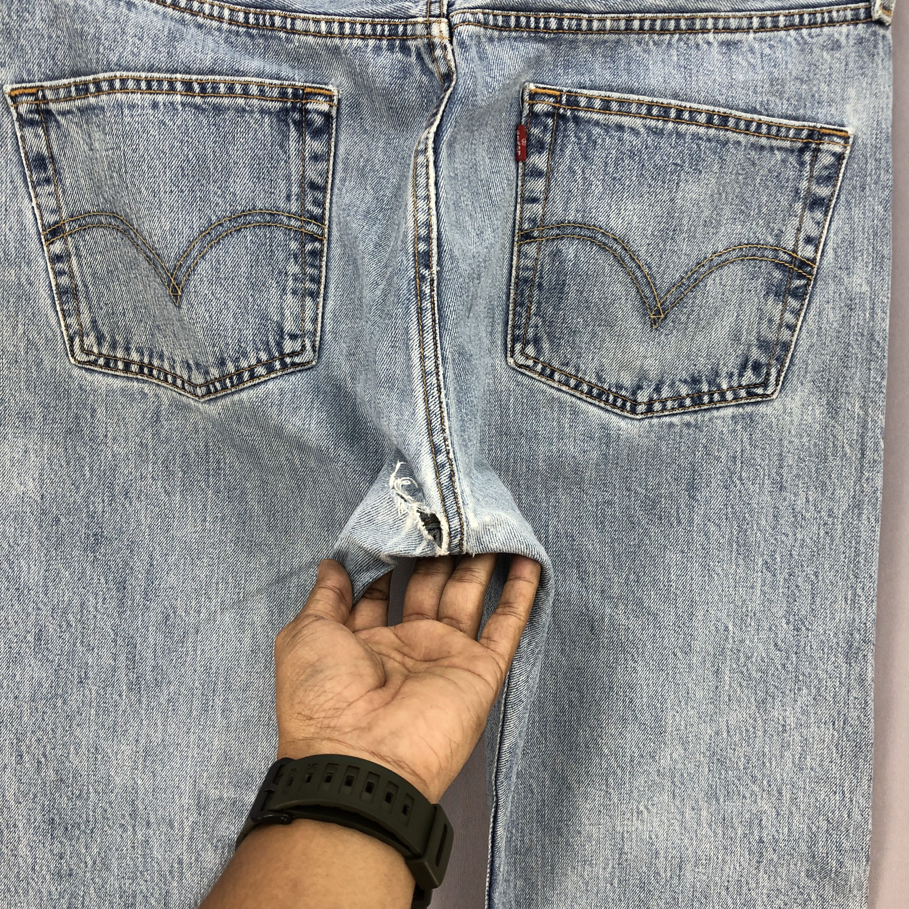 Levi's Y2K Levis 501 Distressed Jeans Levi's Faded Light Wash Denim Size US 36 / EU 52 - 5 Thumbnail