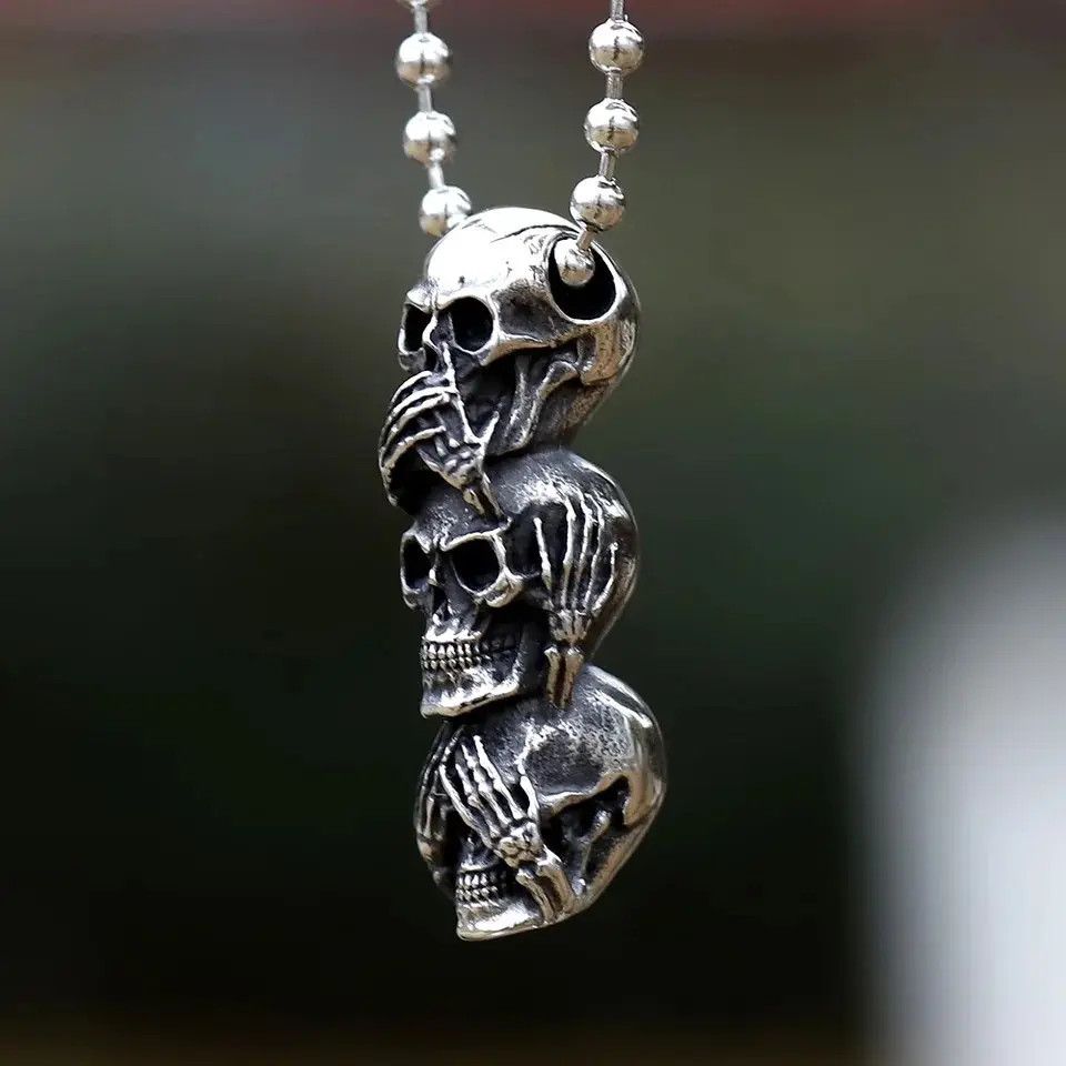 Jewelry Rock Cool Skeleton Pendant Necklace Size ONE SIZE - 4 Thumbnail
