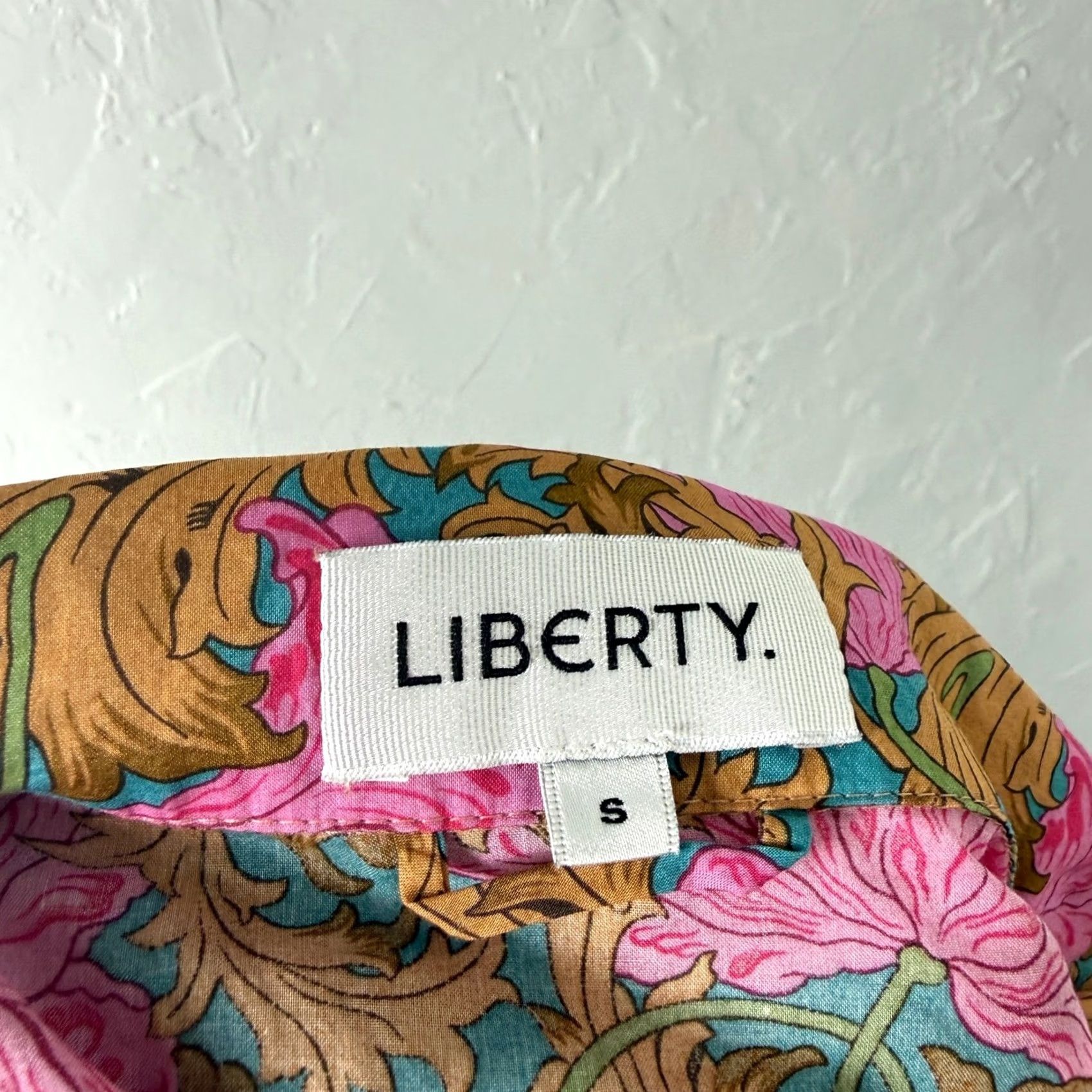 Liberty London Liberty London Women's Pajama Top Shirt Floral Sleep Shirt Pink Cotton Silk Lightweight Button Long Sleeve Small S Size S / US 4 / IT 40 - 6 Thumbnail
