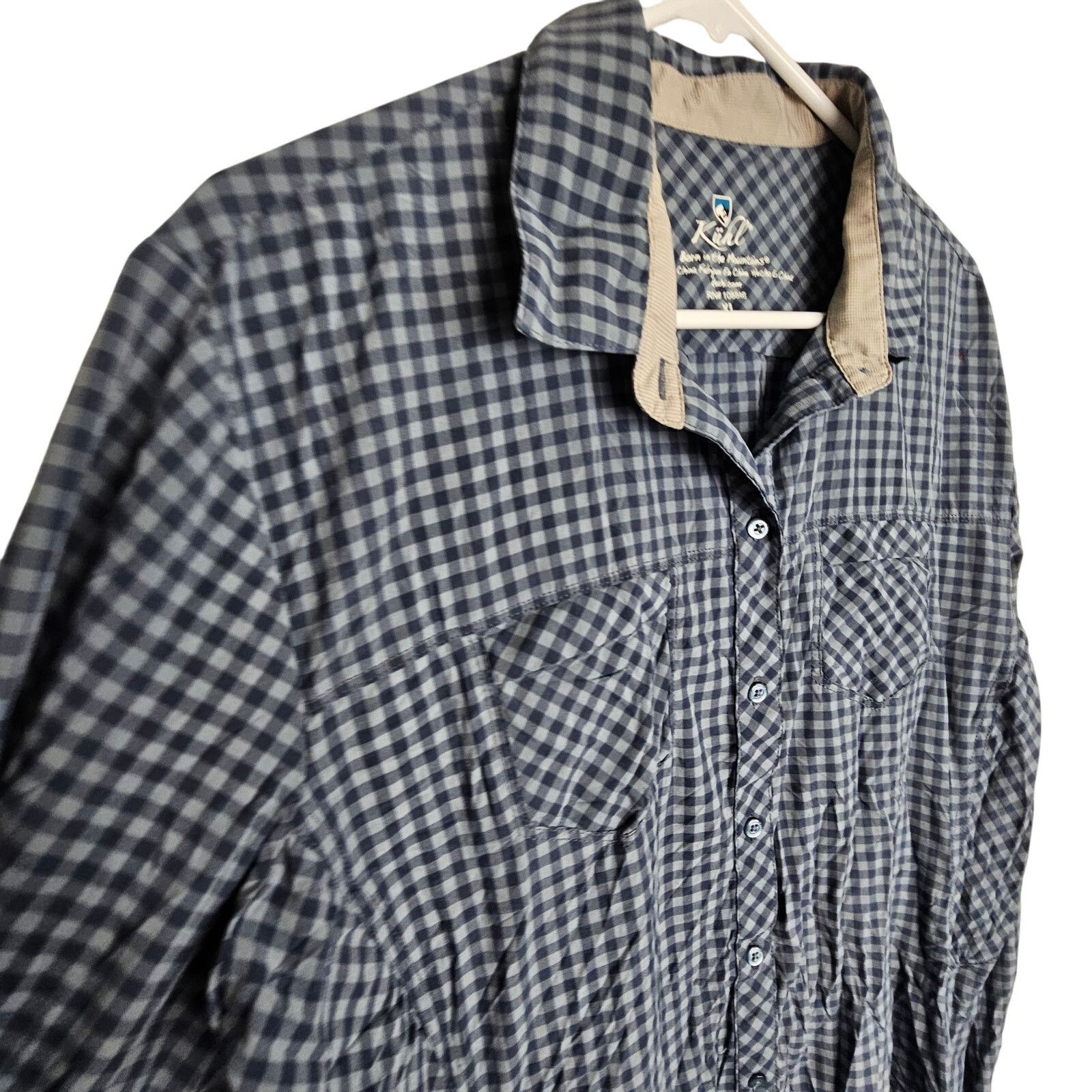 Kuhl Kuhl Shirt Blue Checker Shirt Button Front XL Zip Pocket Size US XL / EU 56 / 4 - 5 Thumbnail
