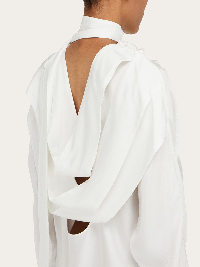 Salvatore Ferragamo o1s1rm0426 Kimono Style Mini Dress in White Size XS / US 0-2 / IT 36-38 - 6 Thumbnail