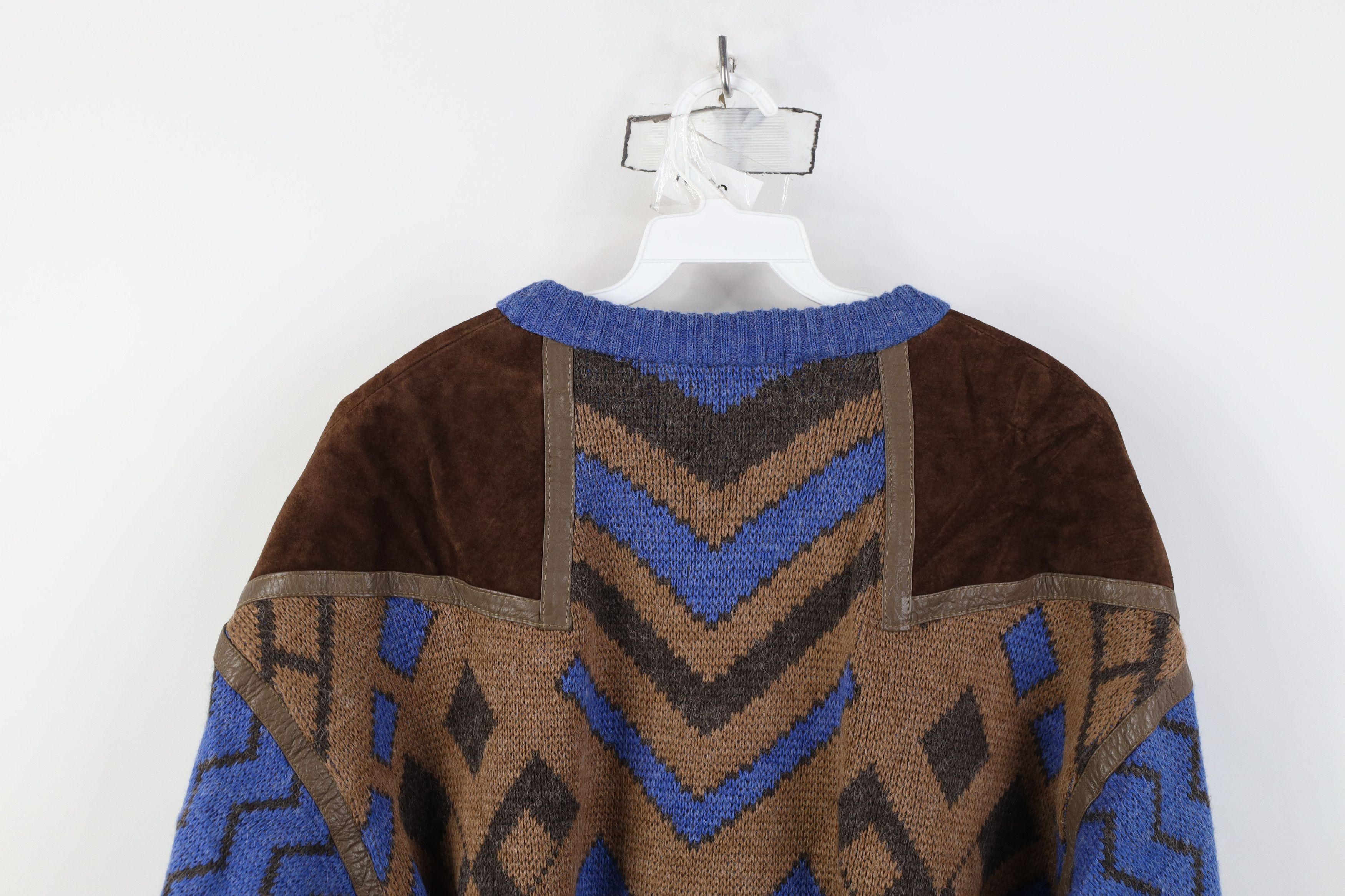 Vintage Vintage 90s Streetwear Elbow Patch Wool Blend Knit Sweater Size US L / EU 52-54 / 3 - 13 Thumbnail