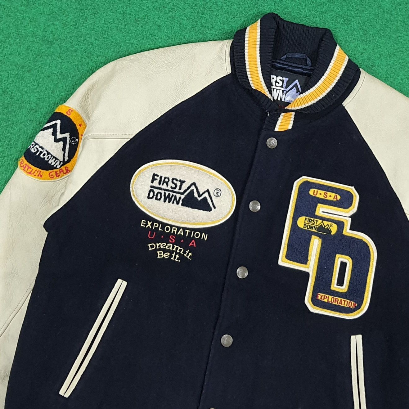Vintage Vintage First Down Exploration USA Letterman Jacket C291N34 Size US L / EU 52-54 / 3 - 6 Thumbnail