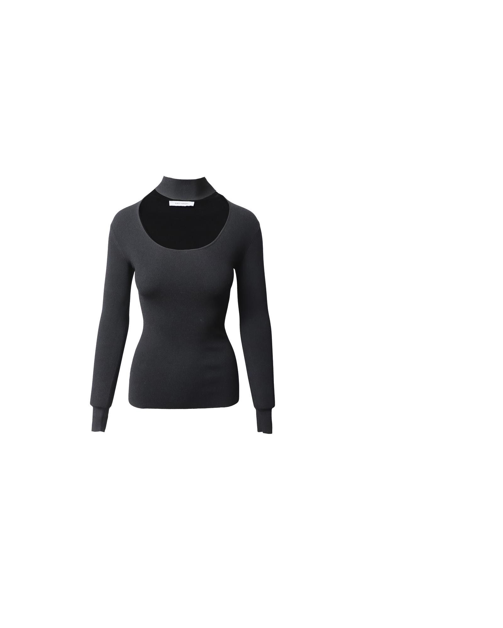 image of Ninety Percent Turtleneck Cutout Top In Black Viscose, Women's (Size 2XS)