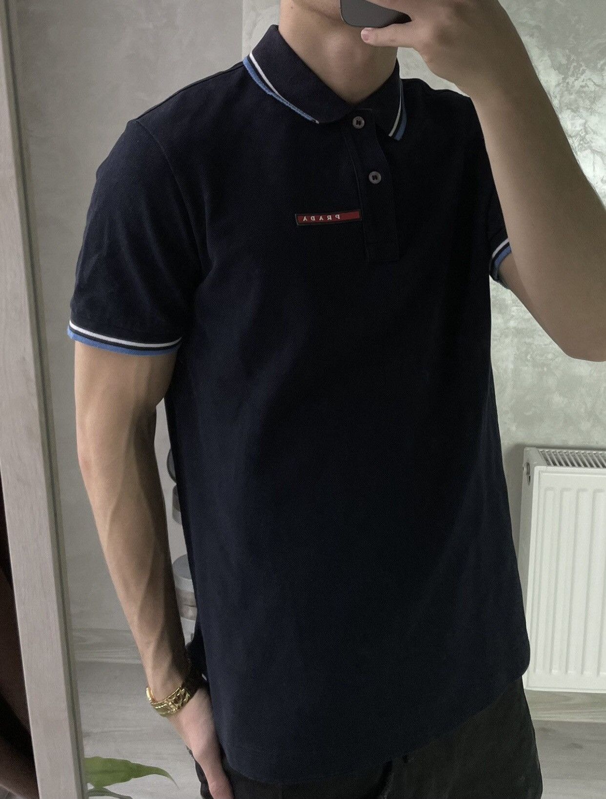 Prada Prada red tab navy polo shirt Size US M / EU 48-50 / 2 - 5 Thumbnail