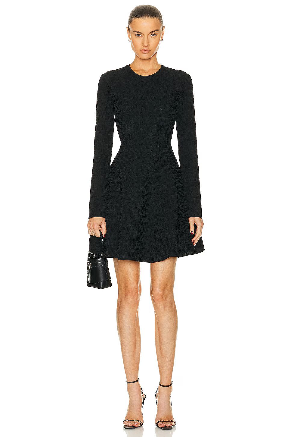 o1srvl11e0125 Sleeve Short Dress in Black