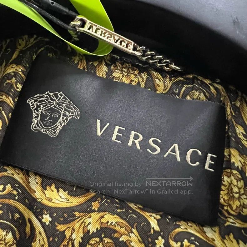 Versace Versace Black embossed pattern leather coat Size L / US 10 / IT 46 - 4 Thumbnail