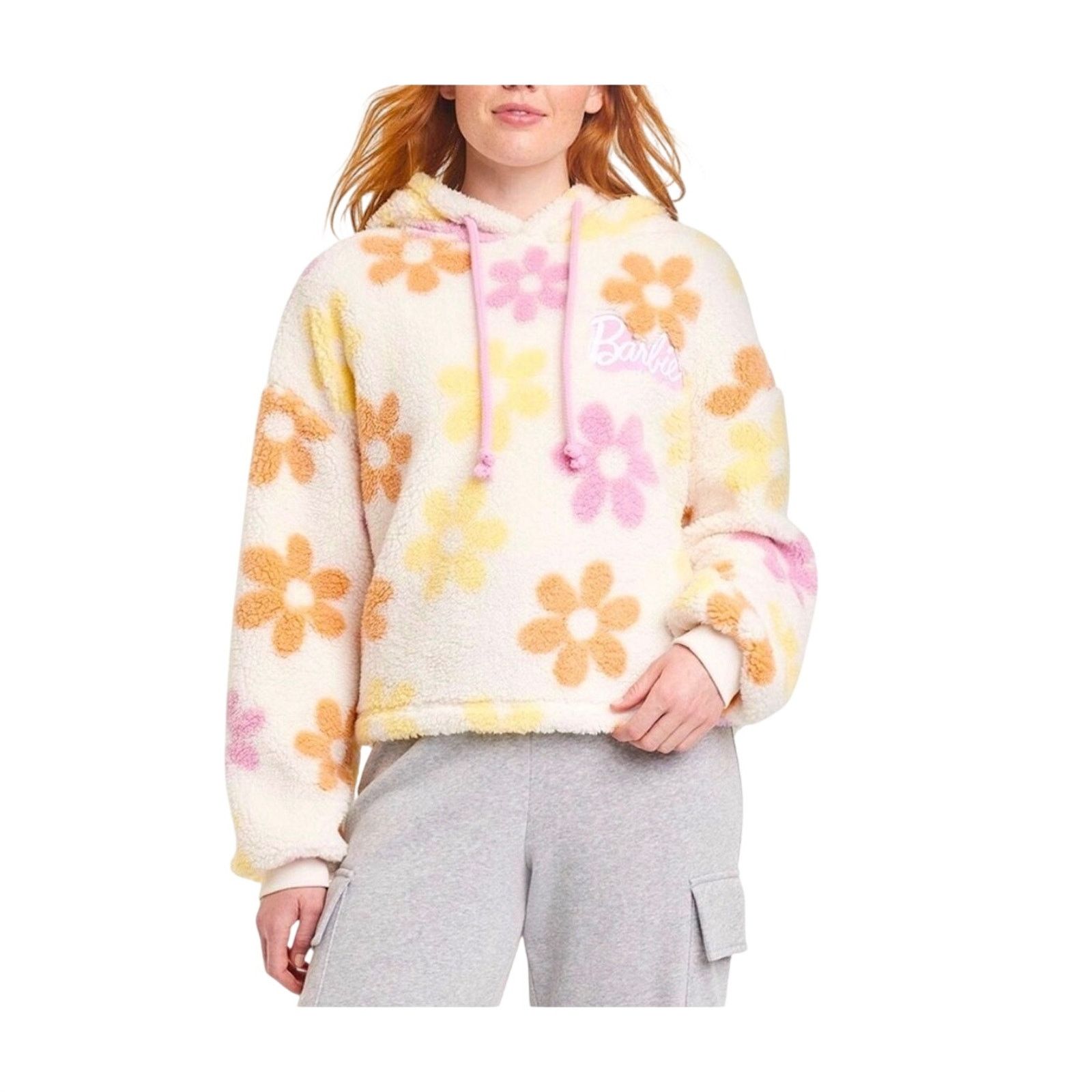 Other Barbie Movie Fuzzy Fleece Sherpa Flower Daisy Hoodie Sweater Size S / US 4 / IT 40 - 6 Thumbnail