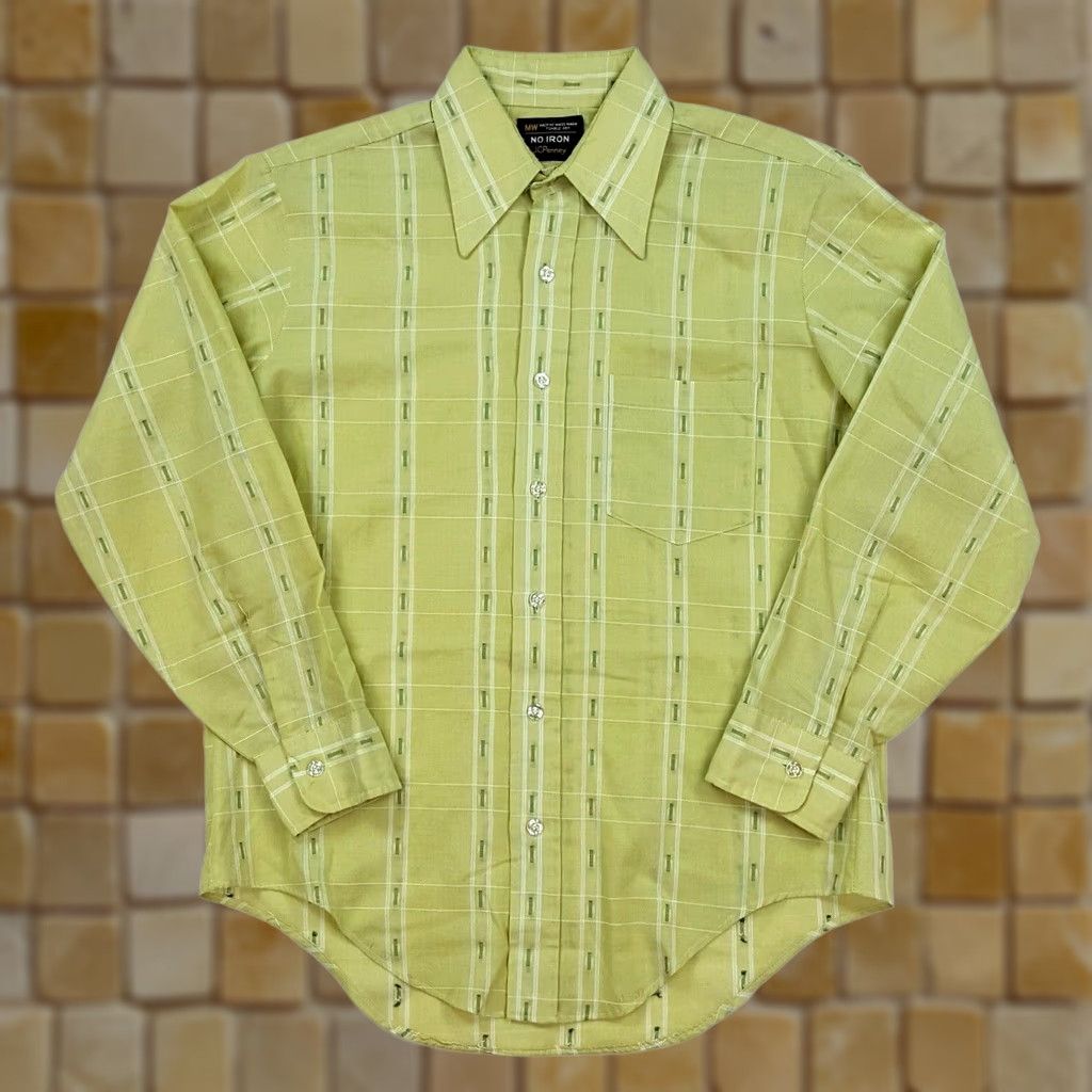 JCPenney VINTAGE JCPenney Green Plaid Check Men's Large Button-Up Shirt Size US L / EU 52-54 / 3 - 1 Thumbnail