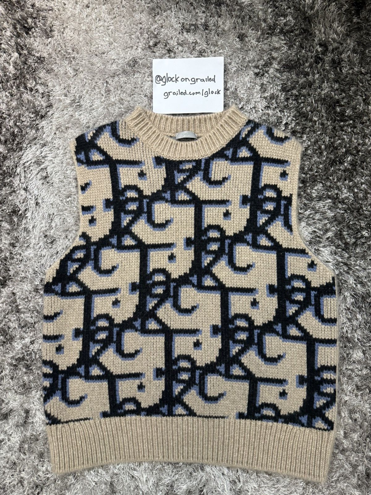 Dior × Travis Scott Dior x Travis Scott Cashmere Oblique Monogram Knit Vest Size US M / EU 48-50 / 2 - 1 Thumbnail