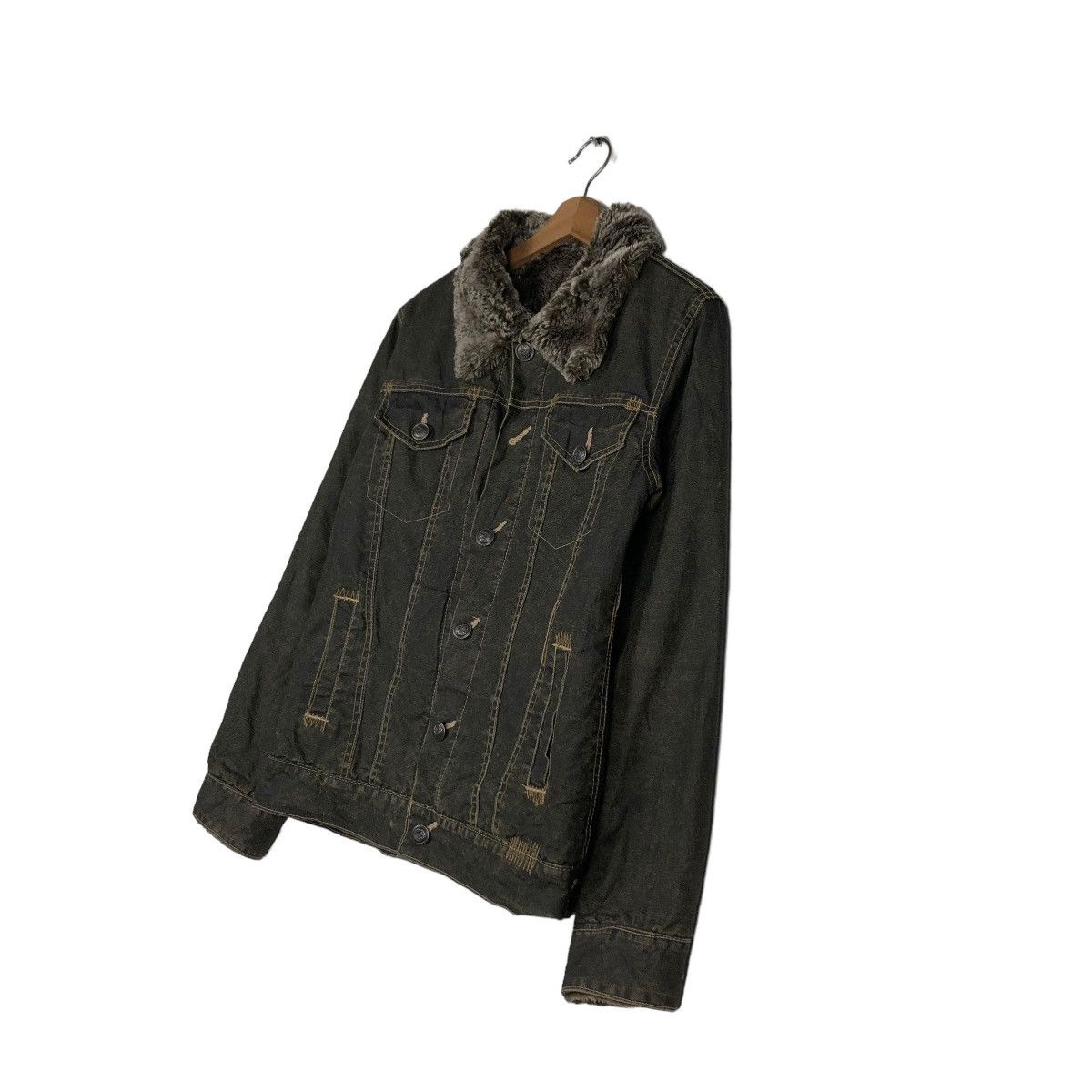 Japanese Brand 🔥VINTAGE BIKER JACKET TRUCKER MINK FUR LINING ISSEY MIYAKE Size US S / EU 44-46 / 1 - 4 Thumbnail