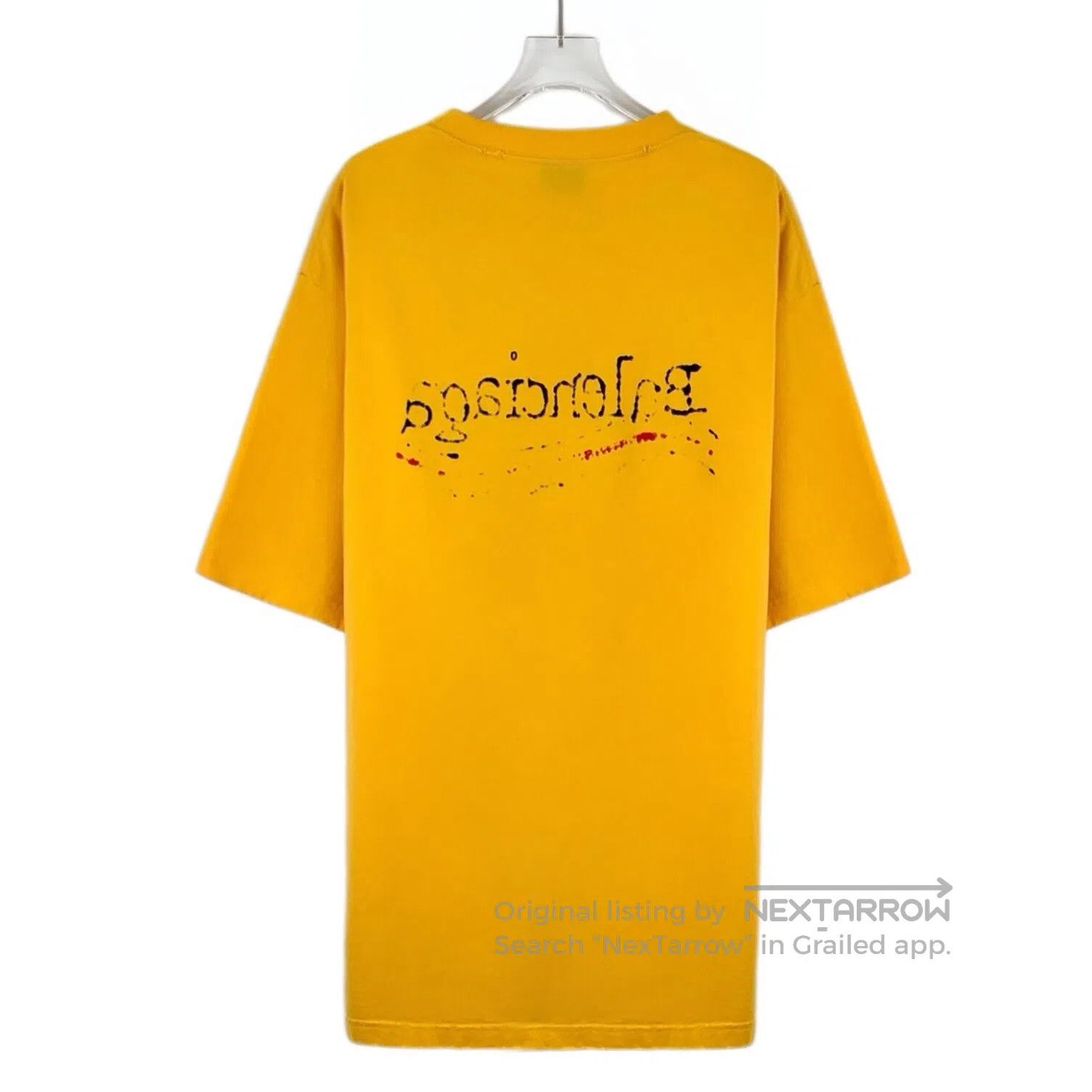 Balenciaga Balenciaga Yellow logo lettered print cotton crew neck sho Size US M / EU 48-50 / 2 - 2 Thumbnail