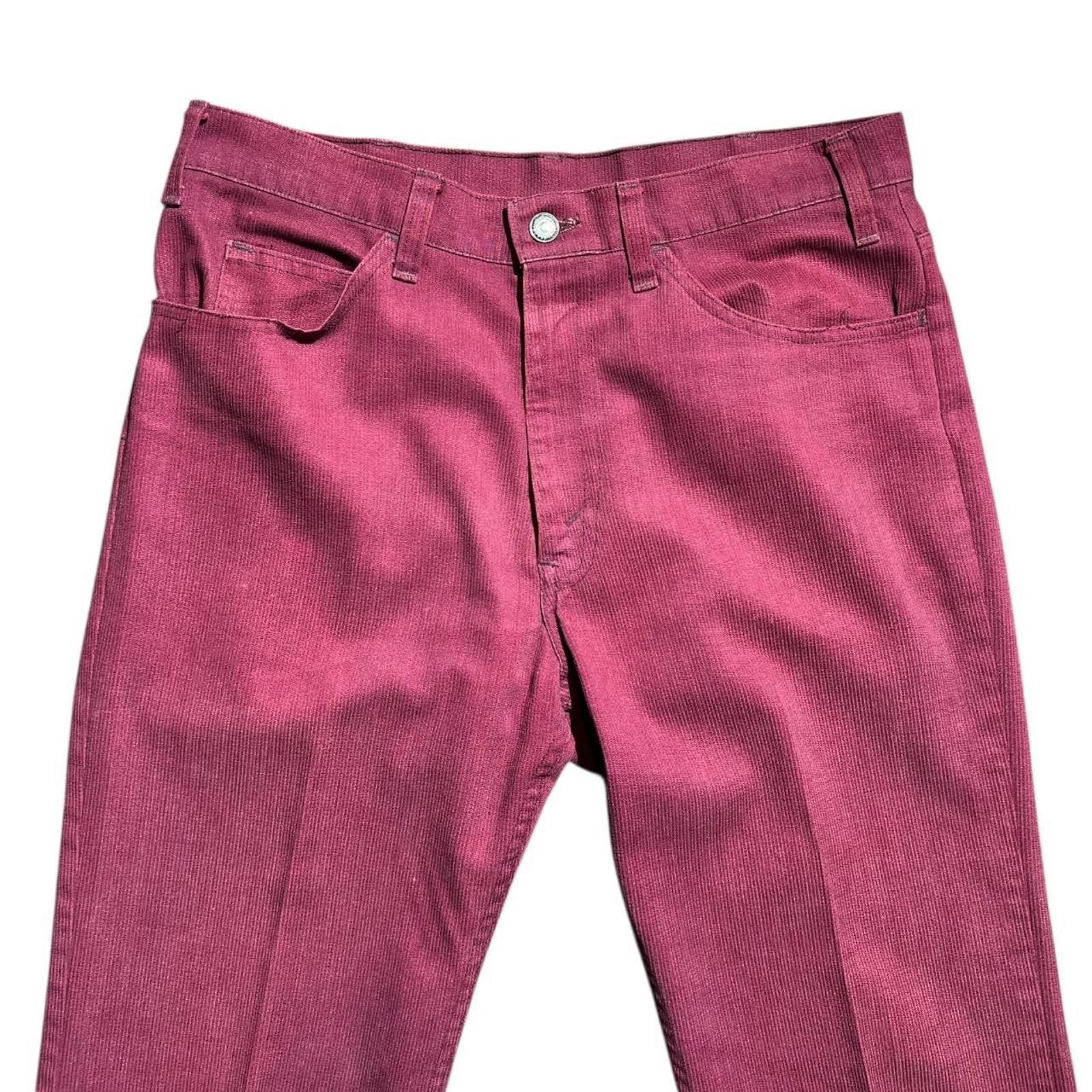 Levi's VTG 70s Levis Sta Prest 646 Big E Pants Burgundy corduroy Size US 32 / EU 48 - 4 Thumbnail