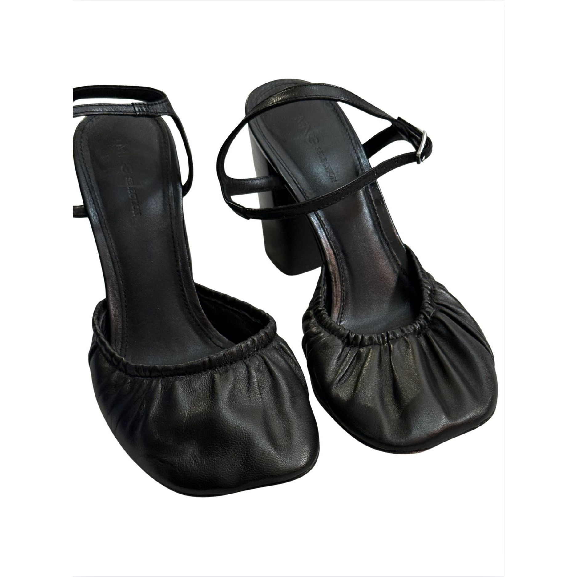 Mango Mango MNG Selection Leather High Heel Black EUC $220 Sz 39 Size US 9 / IT 39 - 6 Thumbnail