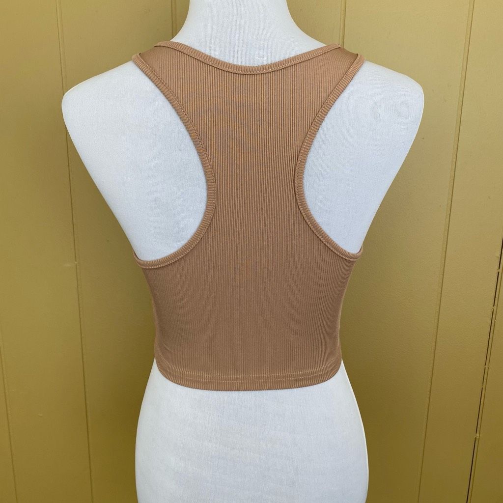 Shein SHEIN women S scoopneck ribbed crop tank top tan Size S / US 4 / IT 40 - 5 Thumbnail
