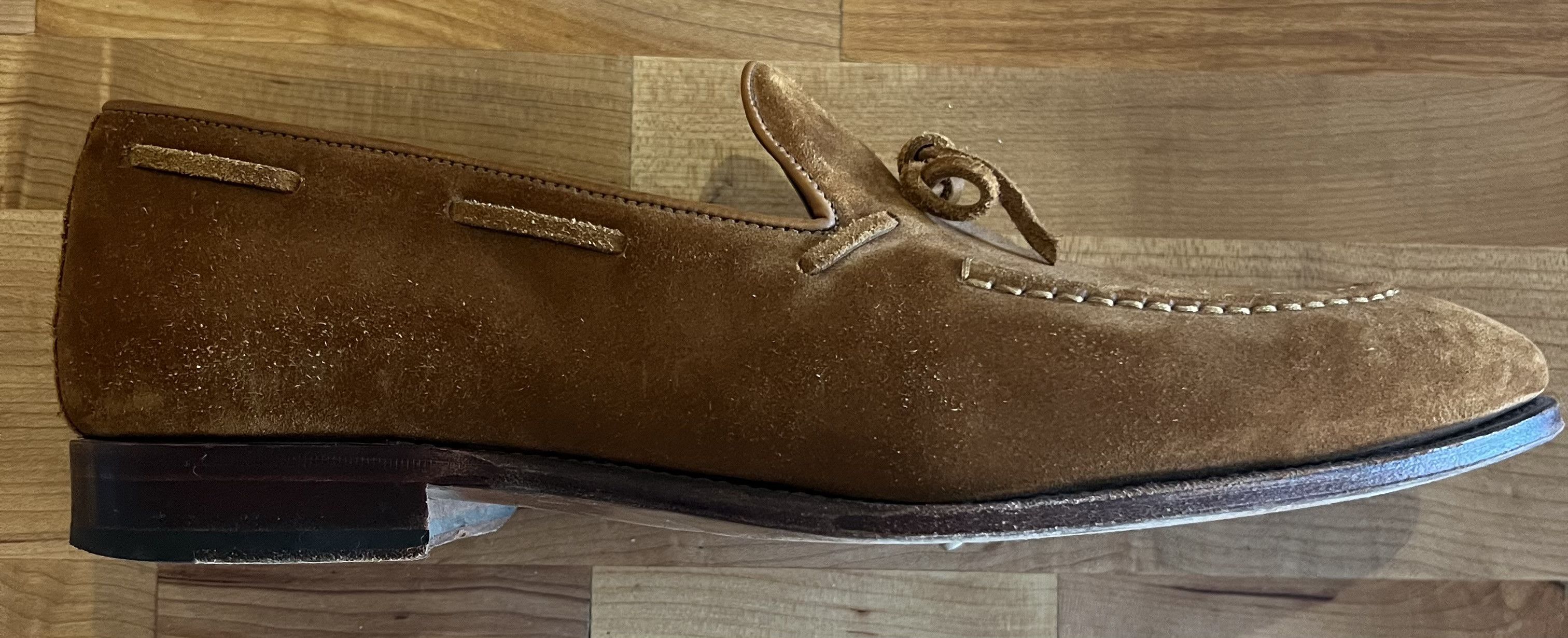 Carmina Carmina Unlined Tassel Loafers - Lt. Brown Suede - UK 12 Size US 13 / EU 46 - 3 Thumbnail