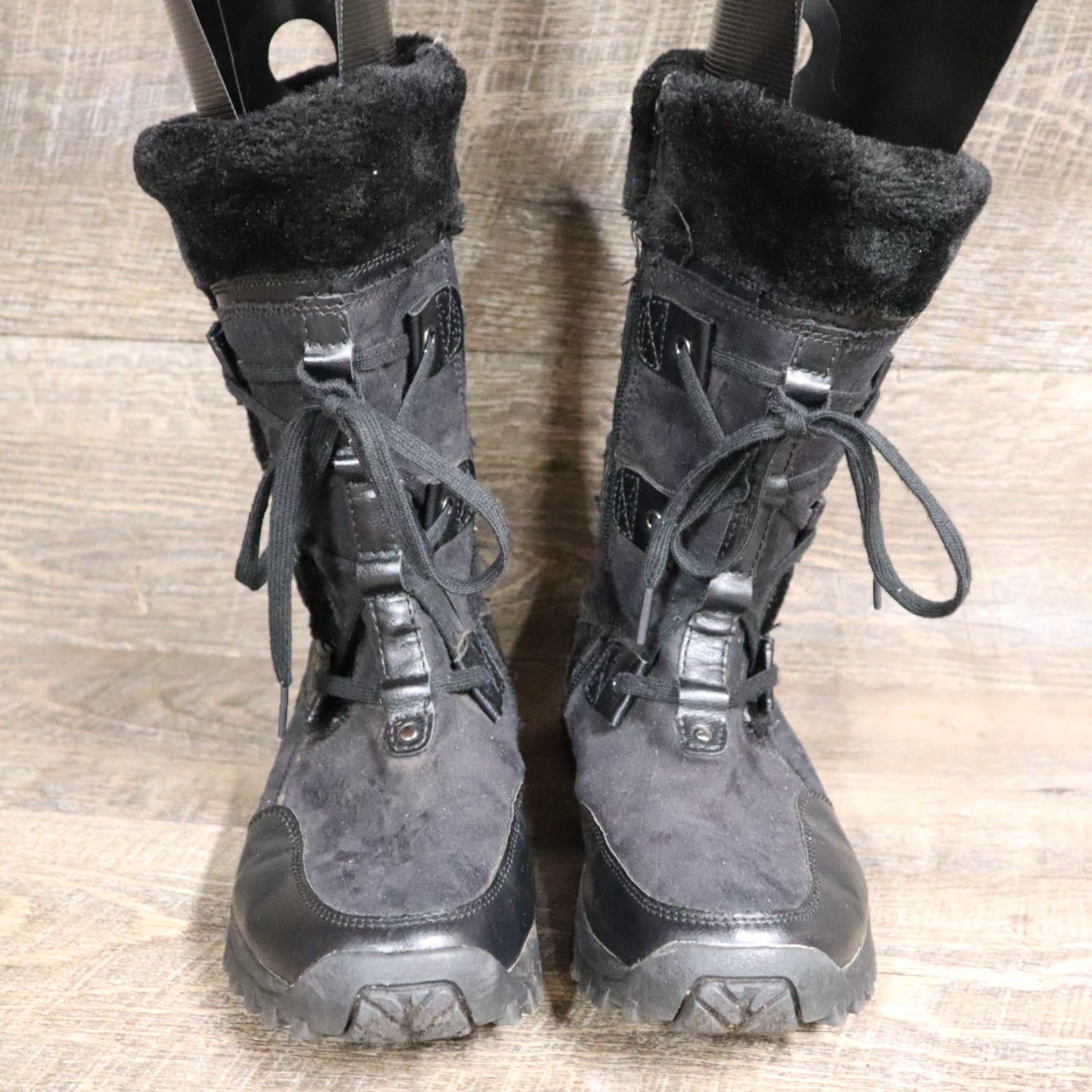 U.S. Polo Assn. US Polo Assn. Cascade Boots Women Size 8 Black Flax Fur Lined Ankle Winter Womens Size US 8 / IT 38 - 3 Thumbnail