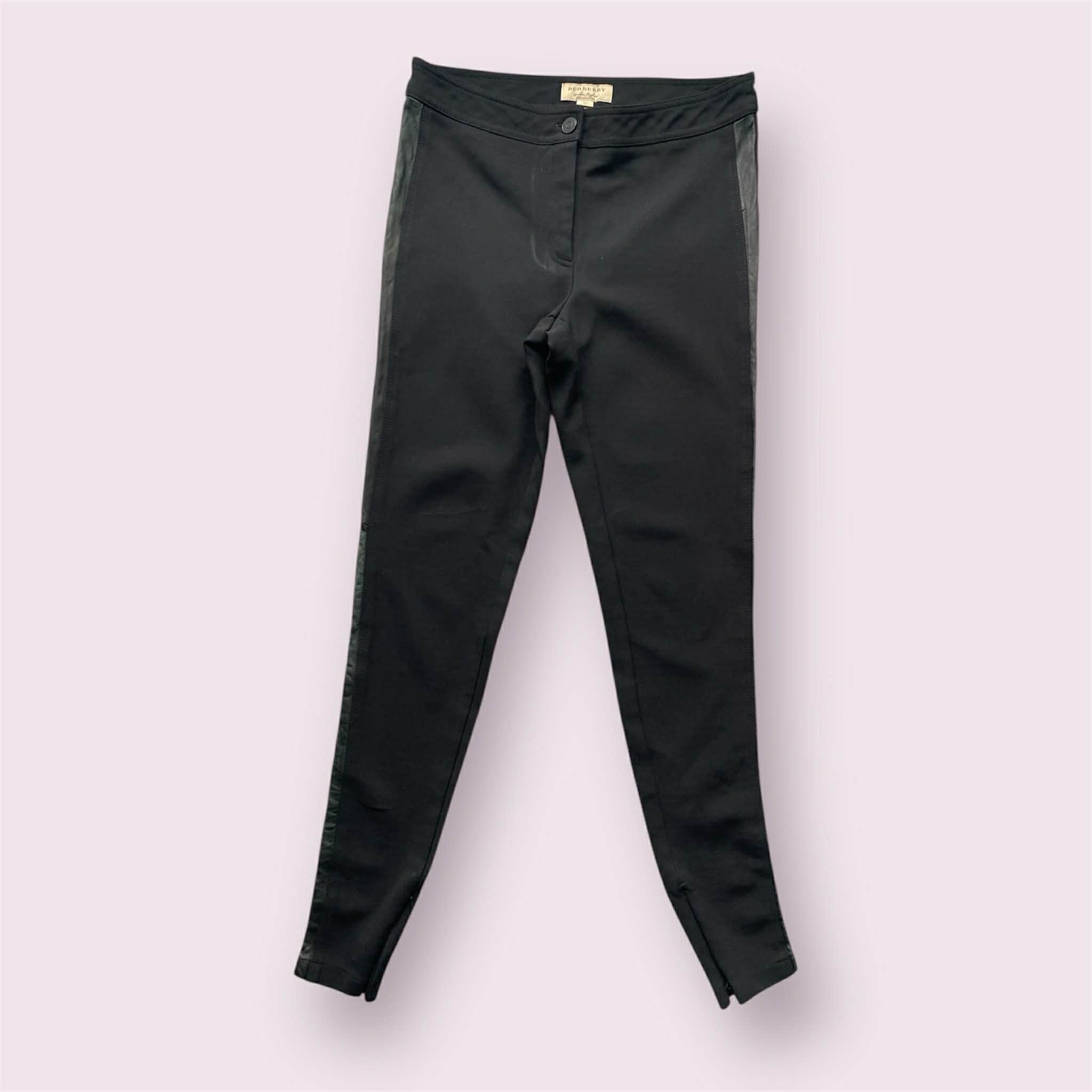 Burberry Burberry Black Lamb Leather Trim Skinny Fit Pants Leggings Size 28" / US 6 / IT 42 - 1 Thumbnail