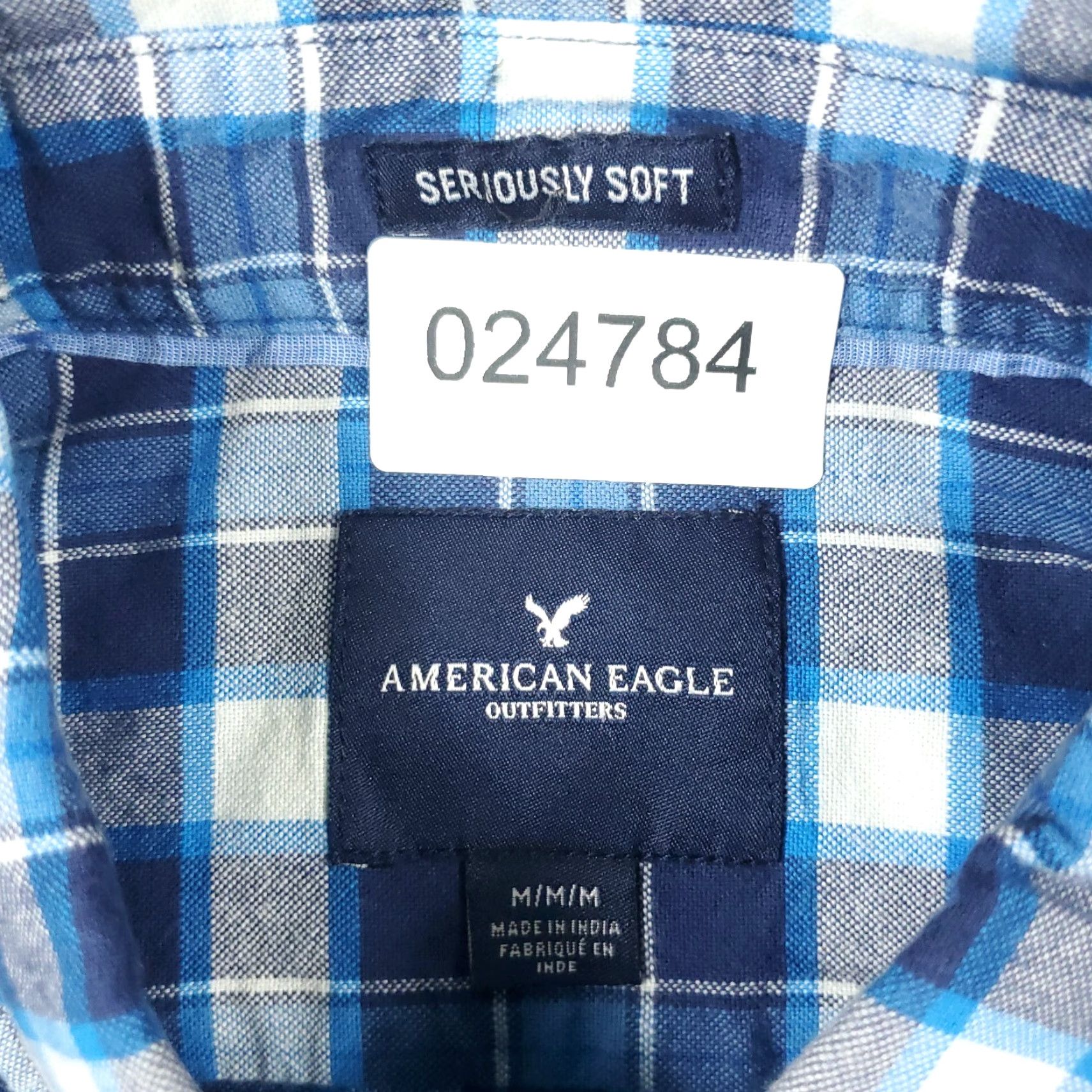 American Eagle Outfitters American Eagle Button-Up Shirt Mens Medium Blue Plaid Long Sleeve Casual Workwear Size US M / EU 48-50 / 2 - 6 Thumbnail
