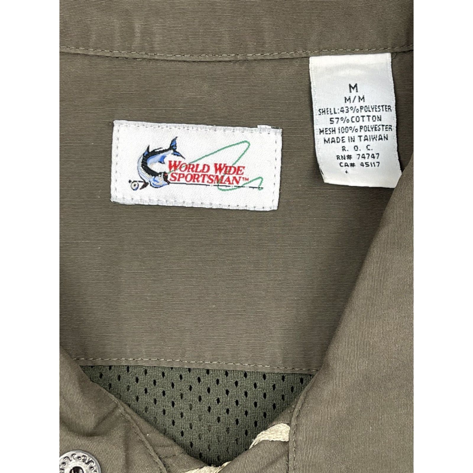 Vintage World Wide Sportsman Vest Shirt Men M Lined Fishing Vest Zip Pockets Cargo Utility Nylon Canvas Green Outdoor Size US M / EU 48-50 / 2 - 2 Thumbnail