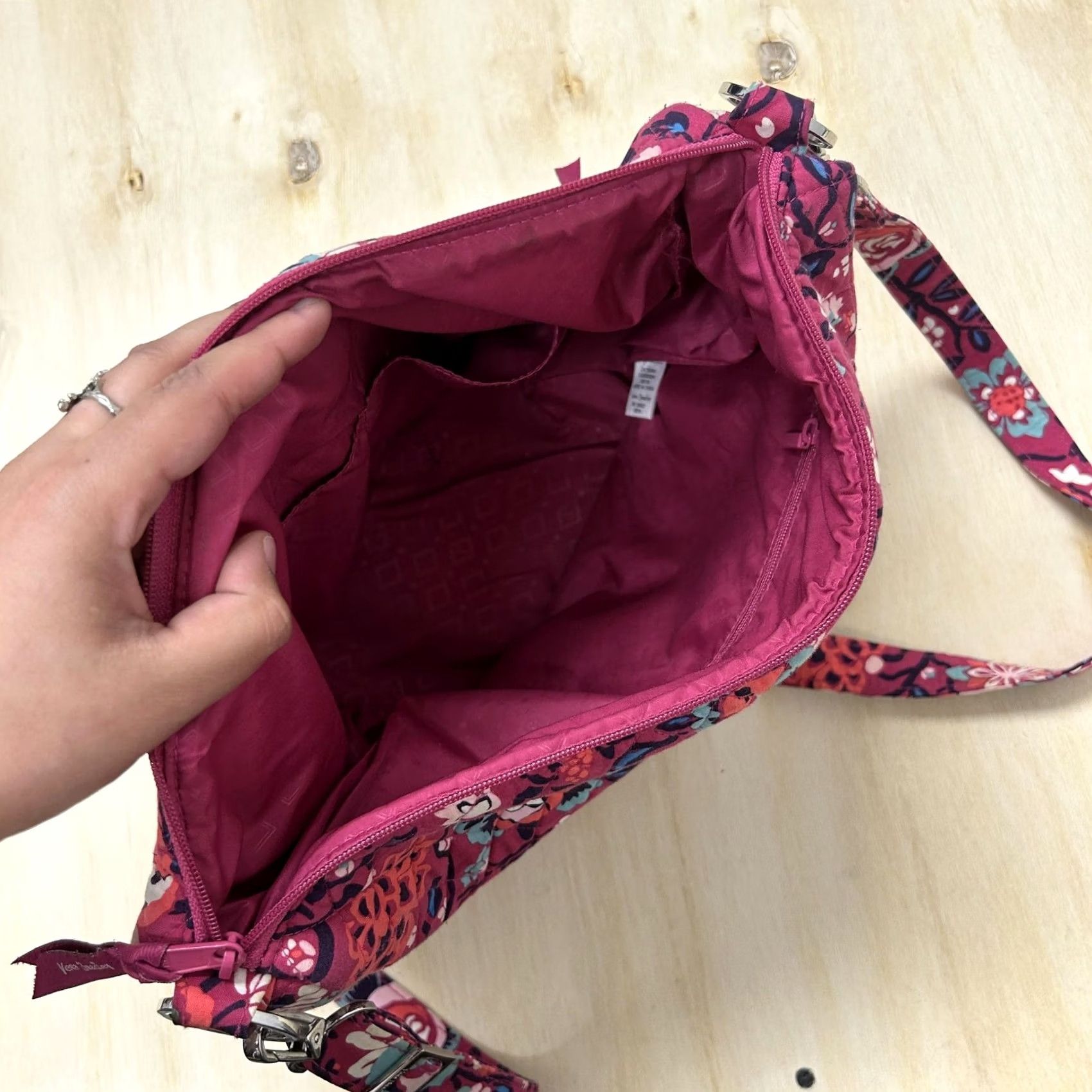 Vera Bradley Vera Bradley Crossbody Bag Womens Medium Pink Floral Quilted Cotton Zip Shoulder Size ONE SIZE - 4 Thumbnail