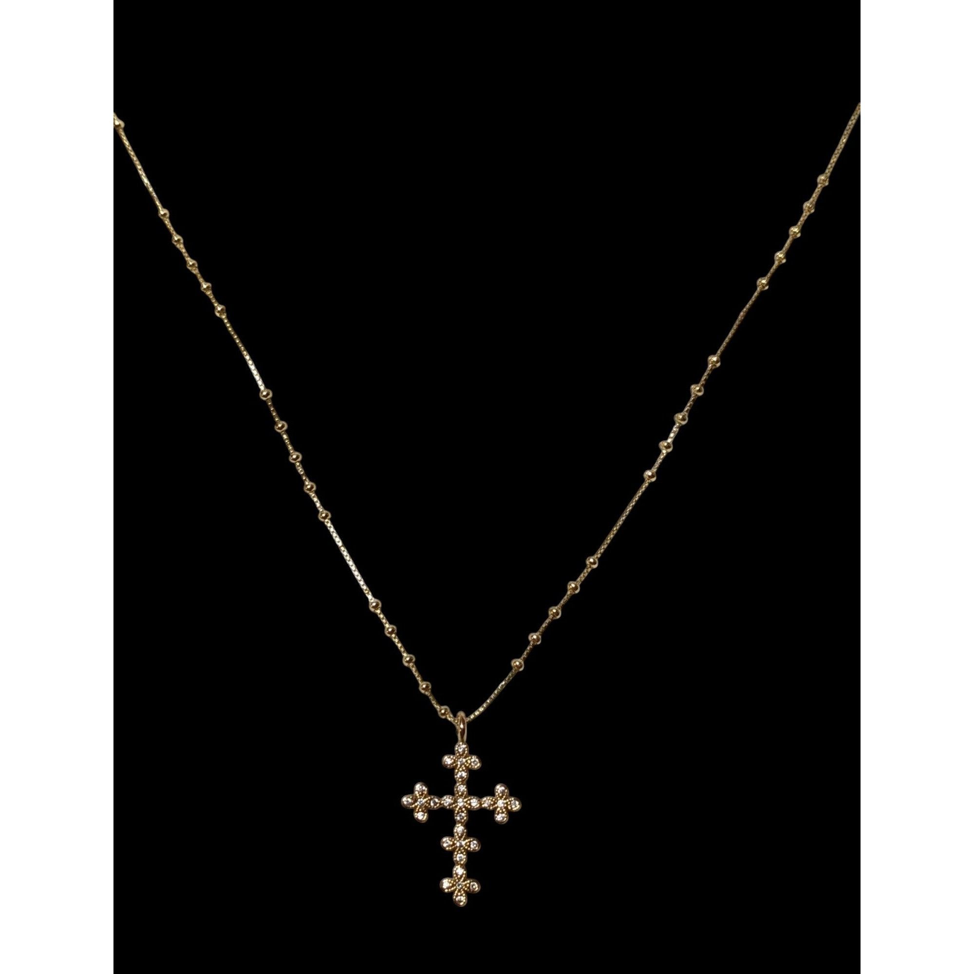 Other Dainty Minimalist Gold Tone Gemmed Cross Necklace Size ONE SIZE - 3 Thumbnail