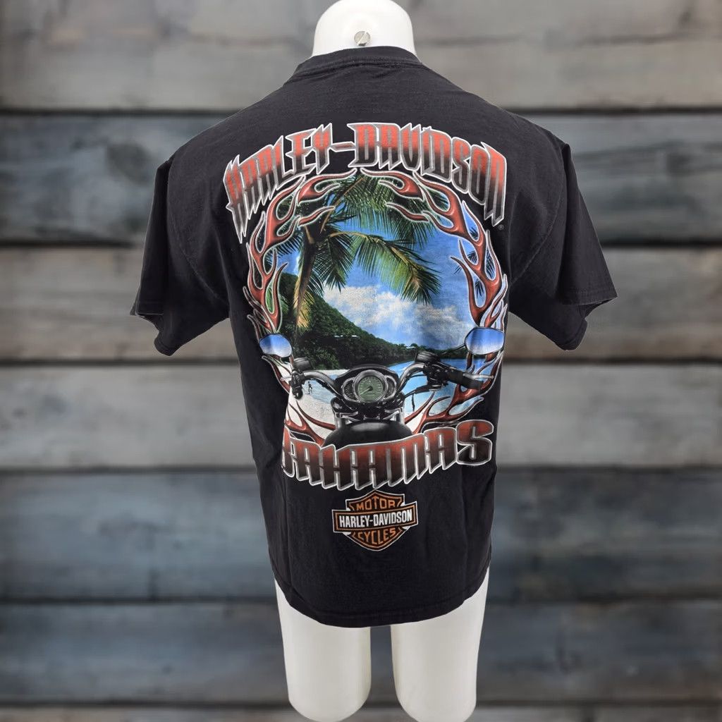 Harley Davidson Harley-Davidson Shirt Mens L Black Distressed Bahamas DBL Sided Graphic Print Large Shirt 2 Sided Cotton Short Sleeve Size US L / EU 52-54 / 3 - 1 Thumbnail