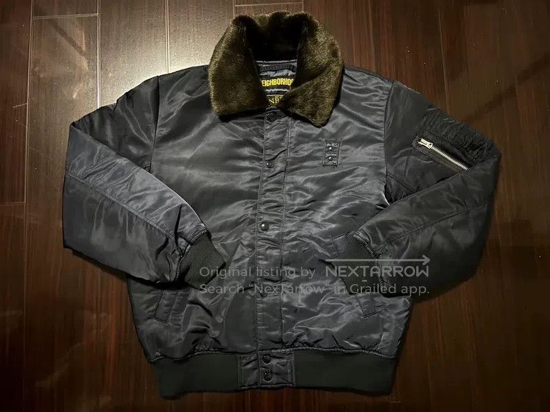 Neighborhood Neighborhood Fleece Lined Flight Jacket with Fur Collar Size US M / EU 48-50 / 2 - 1 Thumbnail