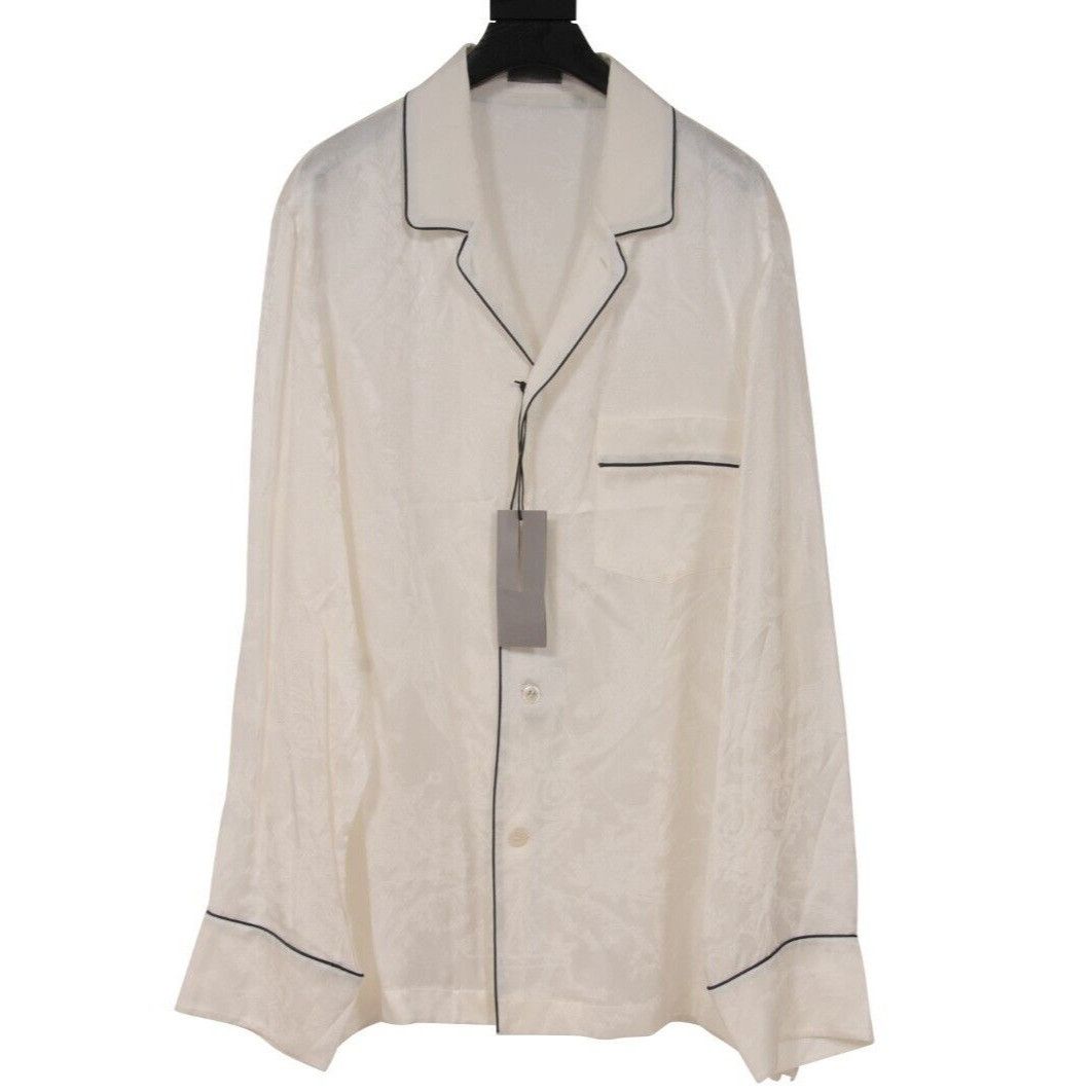 Dior Floral Pyjama Button Down Shirt IT 50 White Size US M / EU 48-50 / 2 - 1 Thumbnail