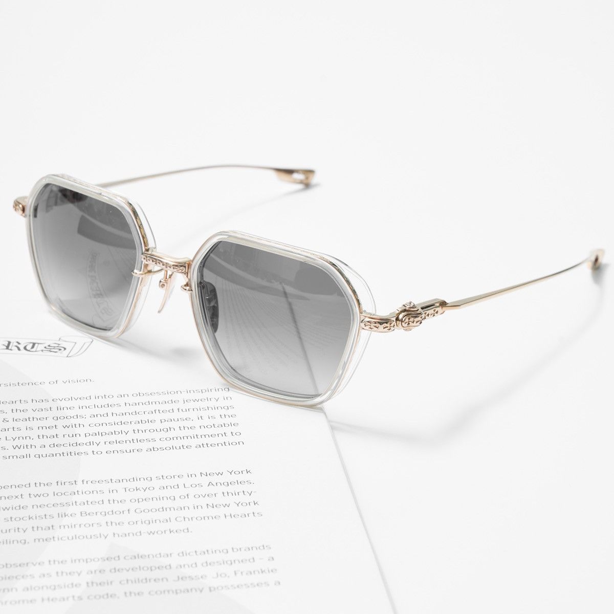 Chrome Hearts CHROME HEARTS DANGER ZONE CRYSTAL/ GOLD PLATED SUNGLASSES Size ONE SIZE - 2 Thumbnail