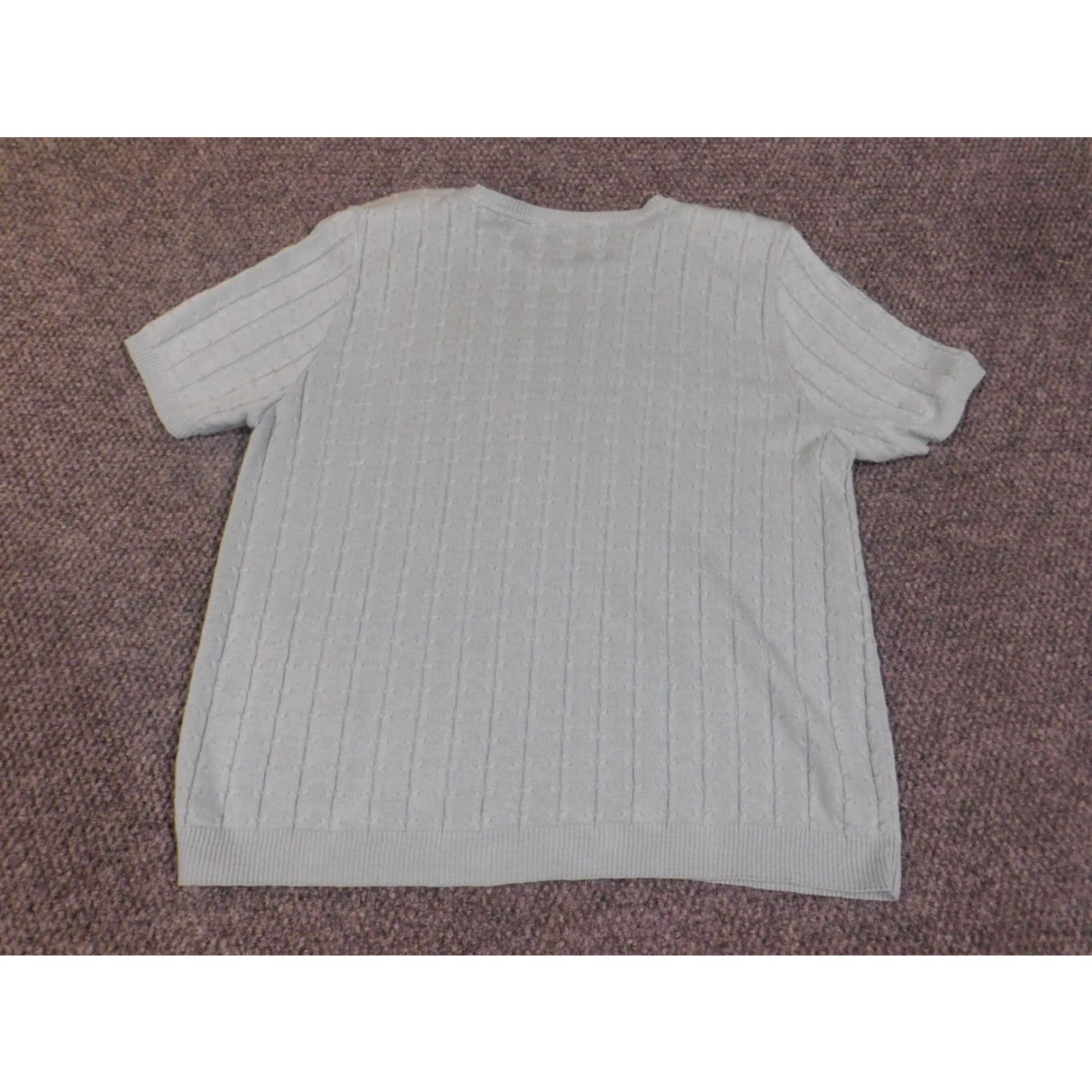 Vintage Alfred Dunner Womens Sweater L Blue Pullover Stretch Knit Shoulder Pads Cap Sleeve Crew Neck Casual Knit Pattern Solid Modern American Size L / US 10 / IT 46 - 6 Thumbnail