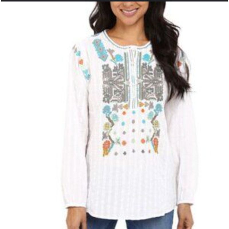 Anthropologie Anthropologie Dylan Cotton Embroidered Long Sleeve Tunic Lg Size L / US 10 / IT 46 - 1 Thumbnail
