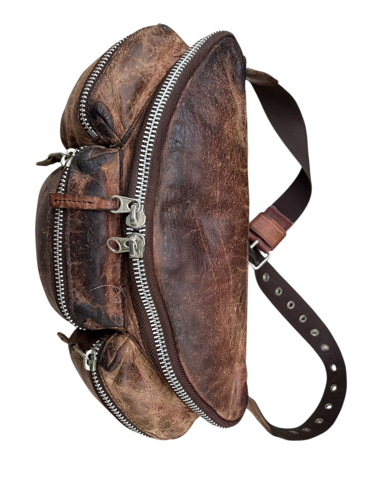 Avirex Vintage 2000s Avirex Distress Patina Leather Cargo Chest Bag Size ONE SIZE - 12 Thumbnail