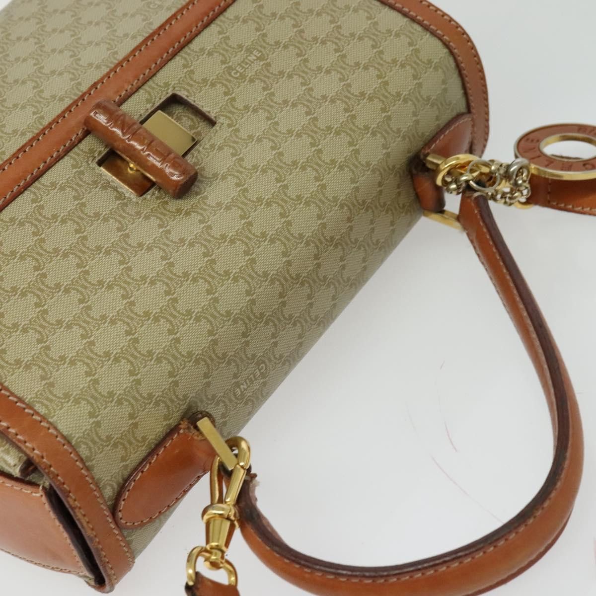 Celine CELINE Macadam Canvas Hand Bag Pvc Beige Gold Size ONE SIZE - 6 Thumbnail