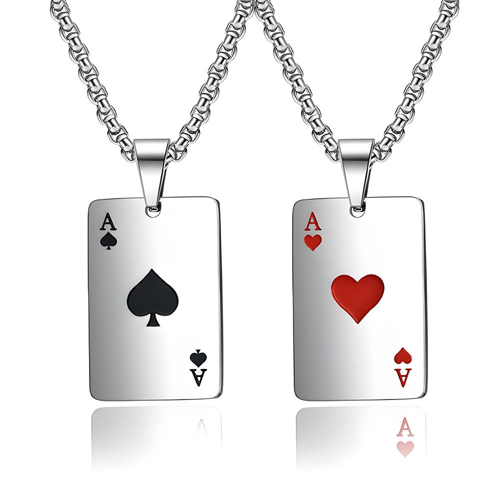 Vintage 2pcs of Ace Stainless Steel Poker Card Necklaces Size ONE SIZE - 6 Thumbnail