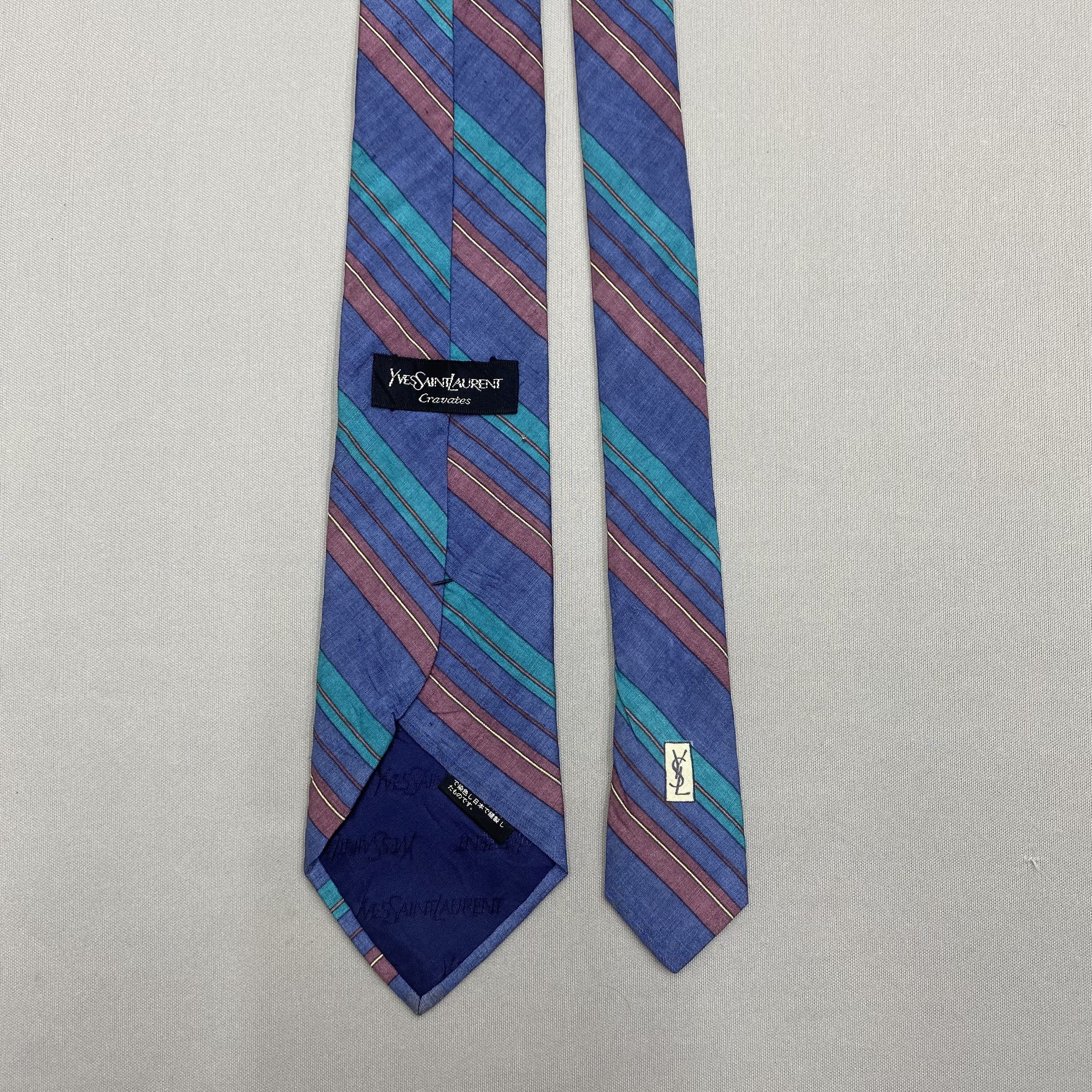 Japanese Brand Vintage Yves Saint Laurent SILK Necktie Cravate Pure Silk Size ONE SIZE - 6 Thumbnail