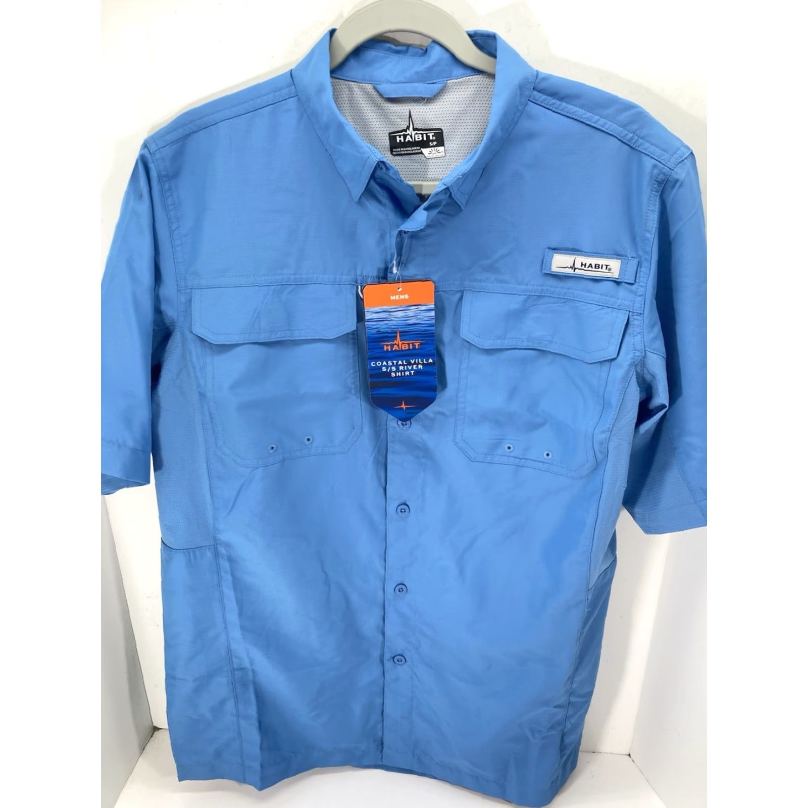 Habitat Habit Coastal Villa River Shirt Men Small Blue Short Sleeve Button Vented NWT Size US S / EU 44-46 / 1 - 2 Thumbnail