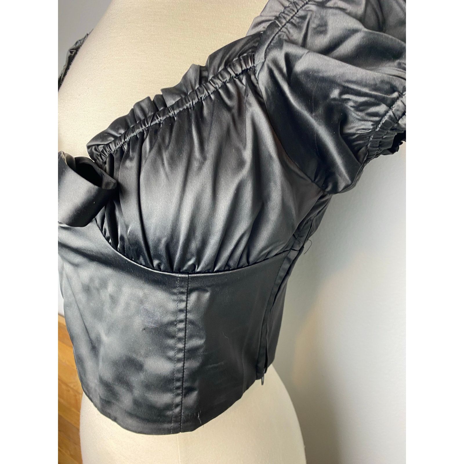 Pacsun LA Hearts Romantic Black Satin Sweetheart Top, Sz Small Size S / US 4 / IT 40 - 3 Thumbnail